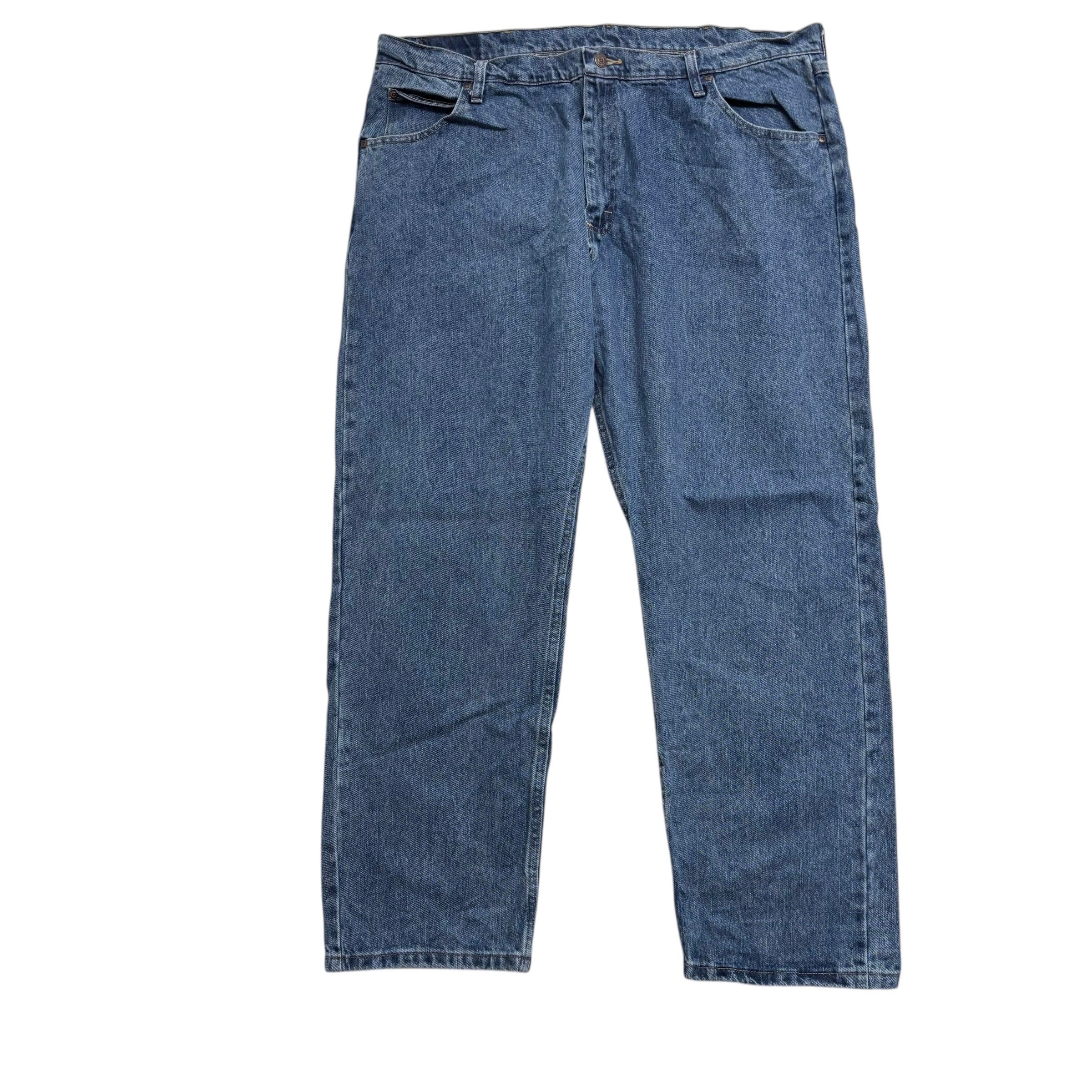 Wrangler Jeans W42 L30 Mens Mid Blue Relaxed Straight Fit Denim (E)