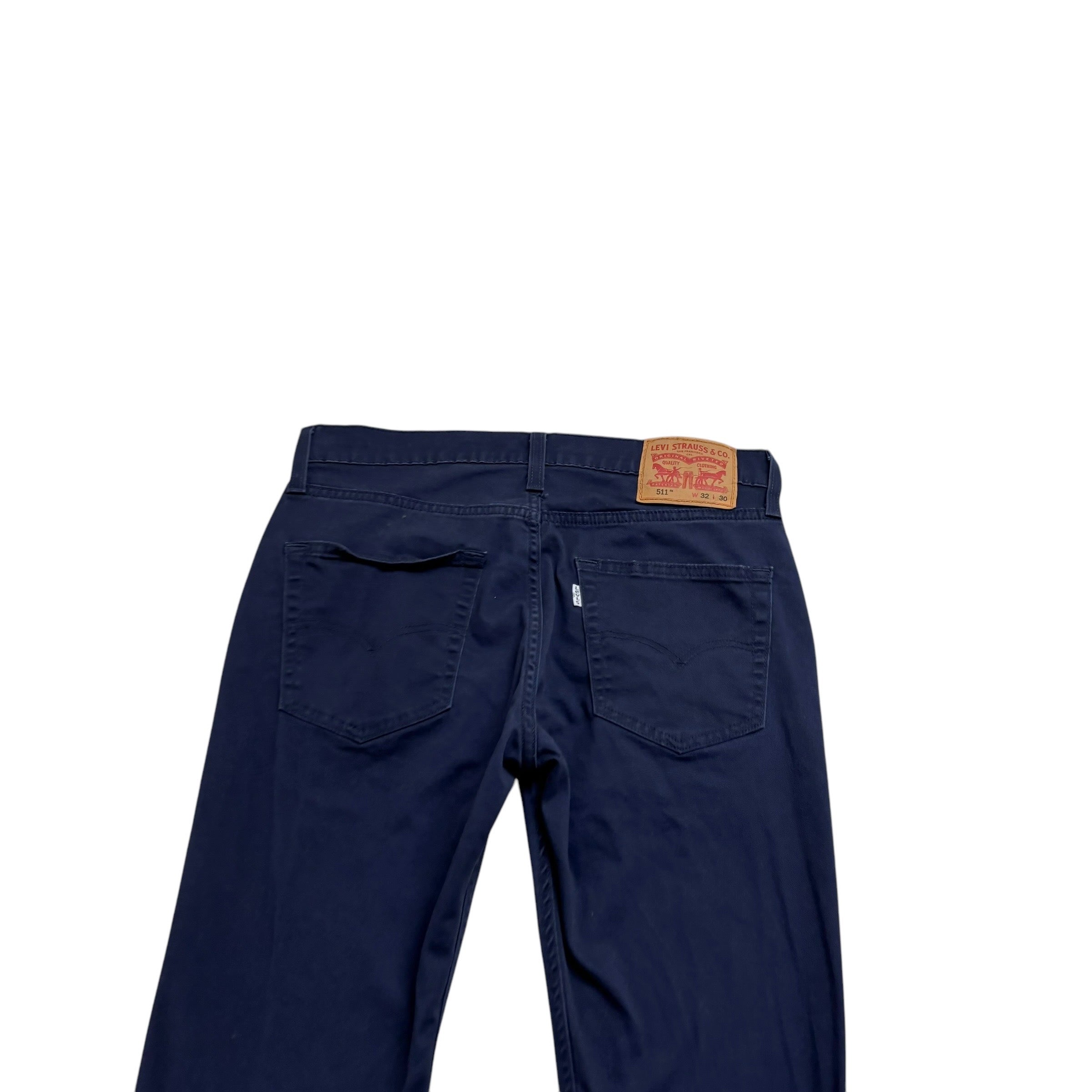 Levis 511 Trousers W32 L30 Mens Navy Blue Slim Fit Stretch Cotton Pants (E)