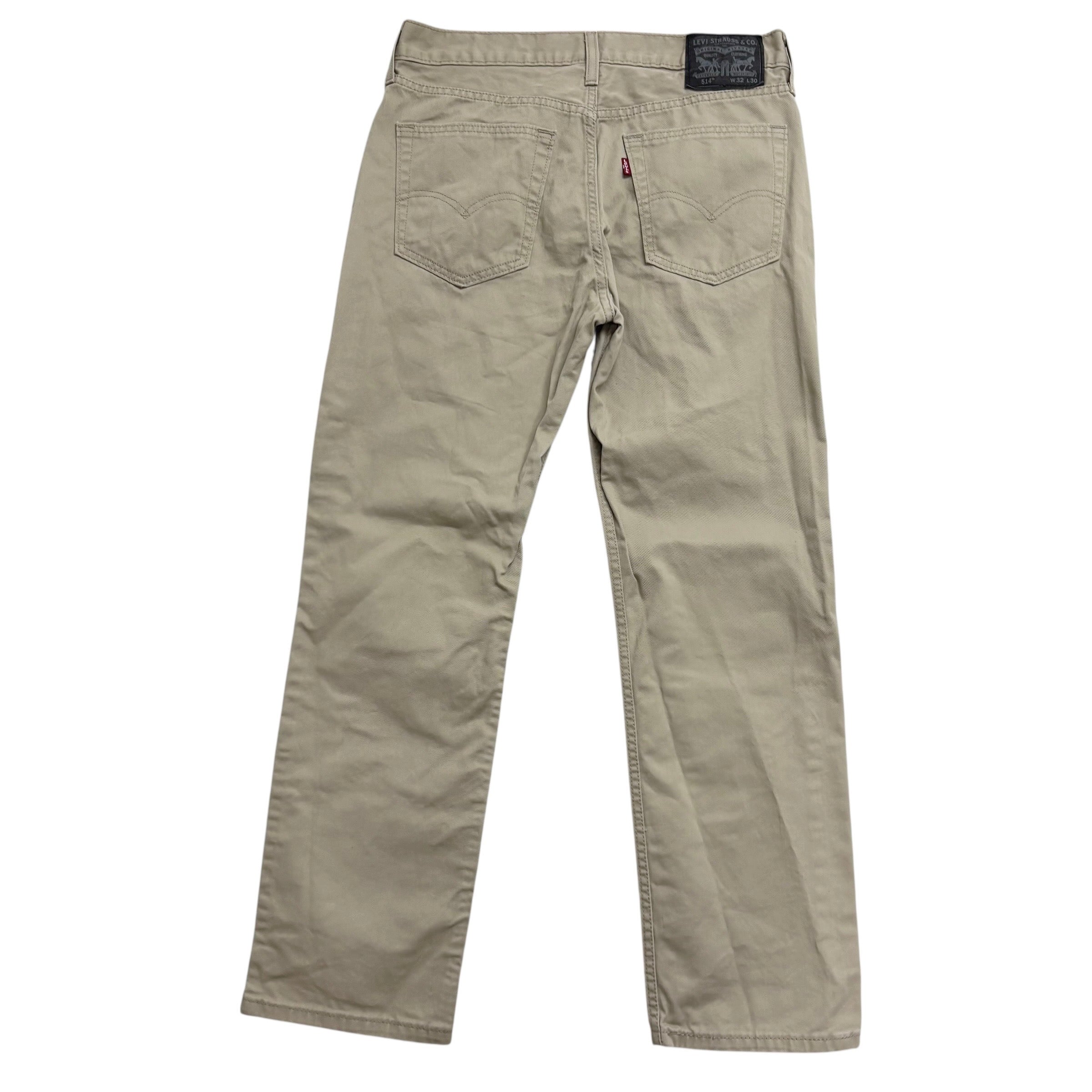 Levis 514 Trousers W32 L30 Mens Cream Regular Straight Fit Cotton Pants (E)