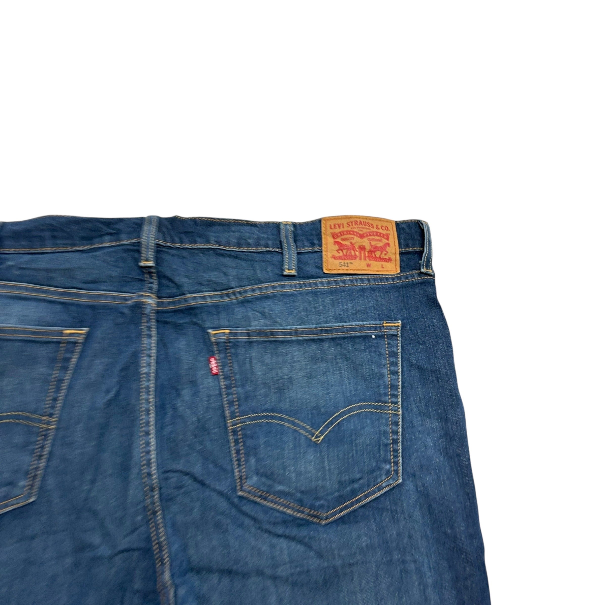 Levis 541 Jeans W44 L32 Mens Dark Blue Athletic Tapered Fit Stretch Denim (E)