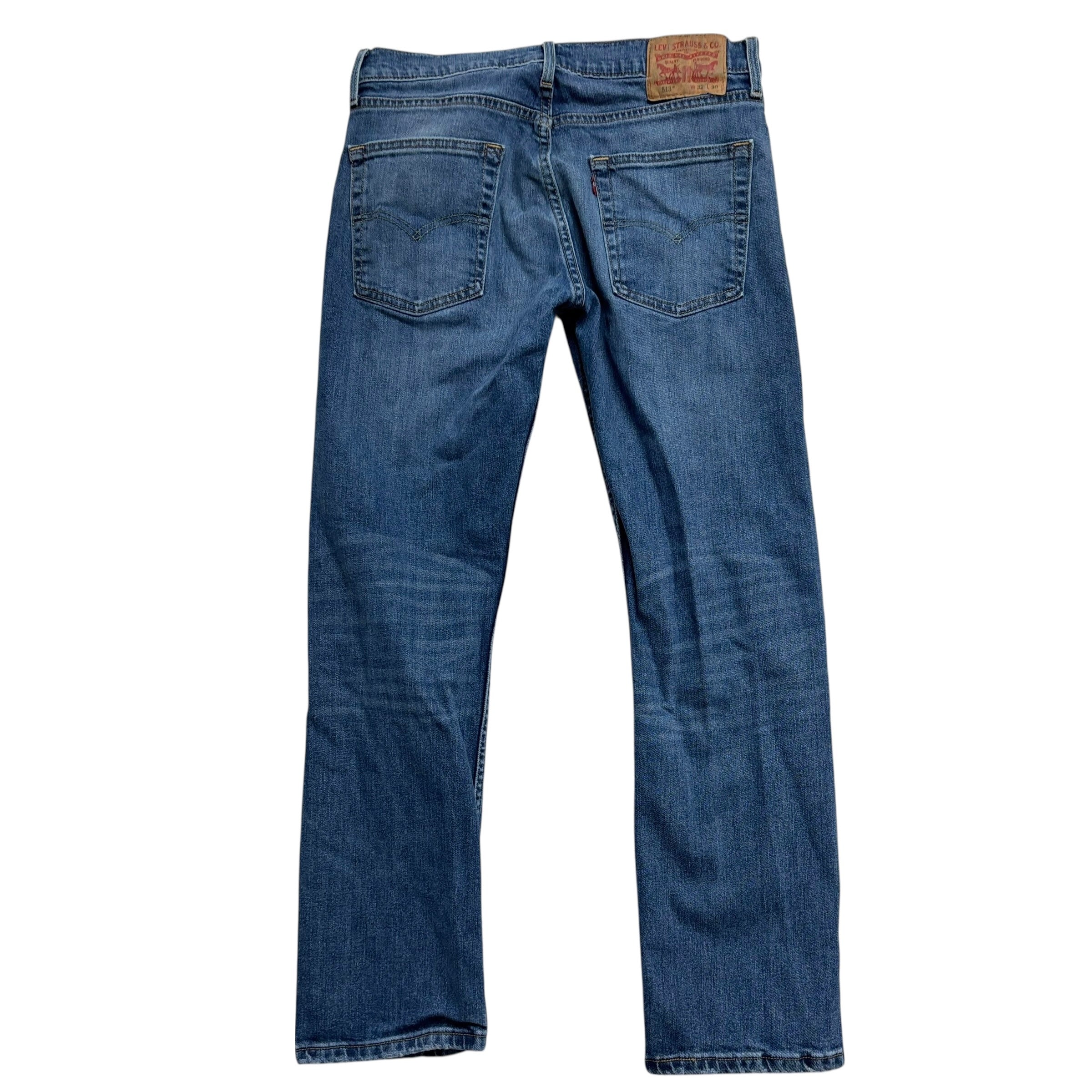 Levis 513 Jeans W32 L30 Mens Mid Blue Slim Straight Fit Stretch Denim (F)