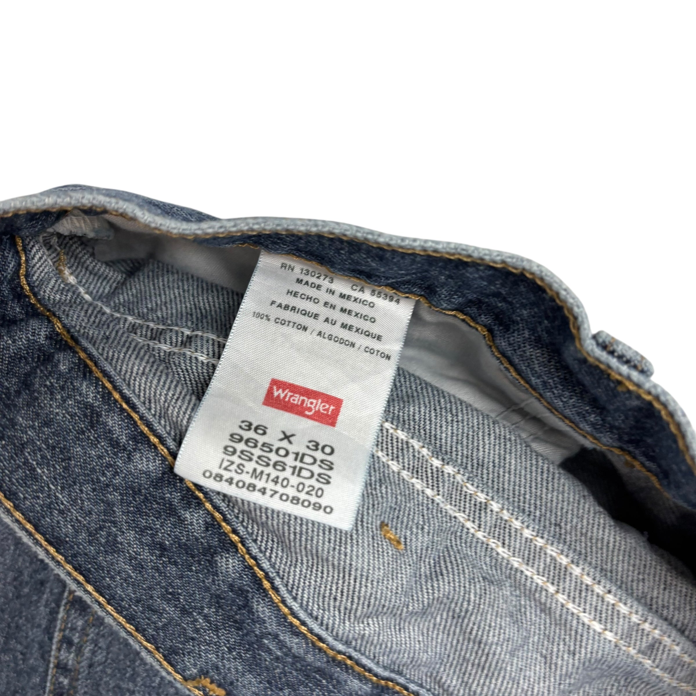 Wrangler Jeans W36 L30 Mens Mid Blue Regular Straight Fit Denim (E)