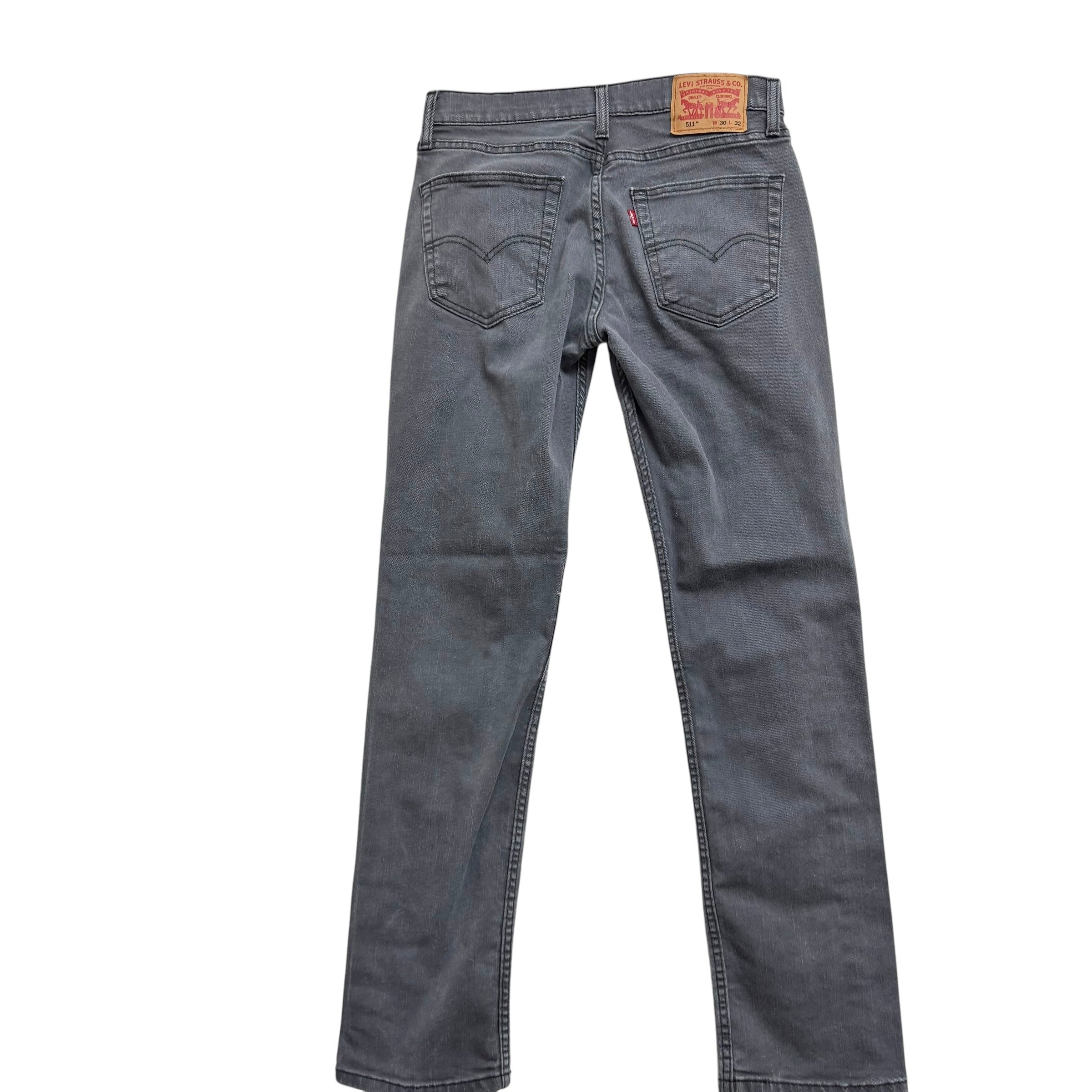 Levis 511 Jeans W30 L30 Mens Grey Slim Fit Stretch Denim (E)