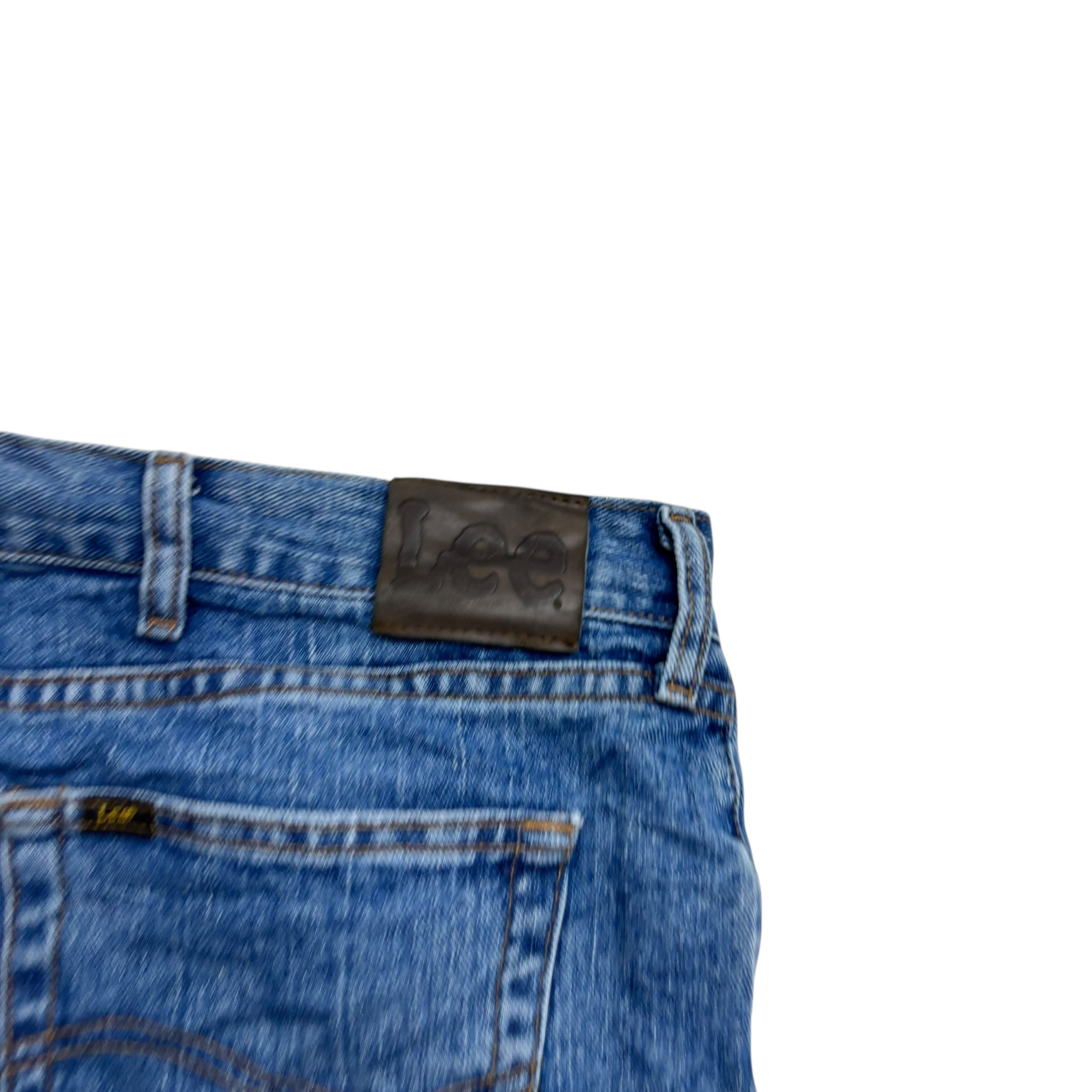 Lee Jeans W42 L30 Mens Mid Blue Regular Straight Fit Denim