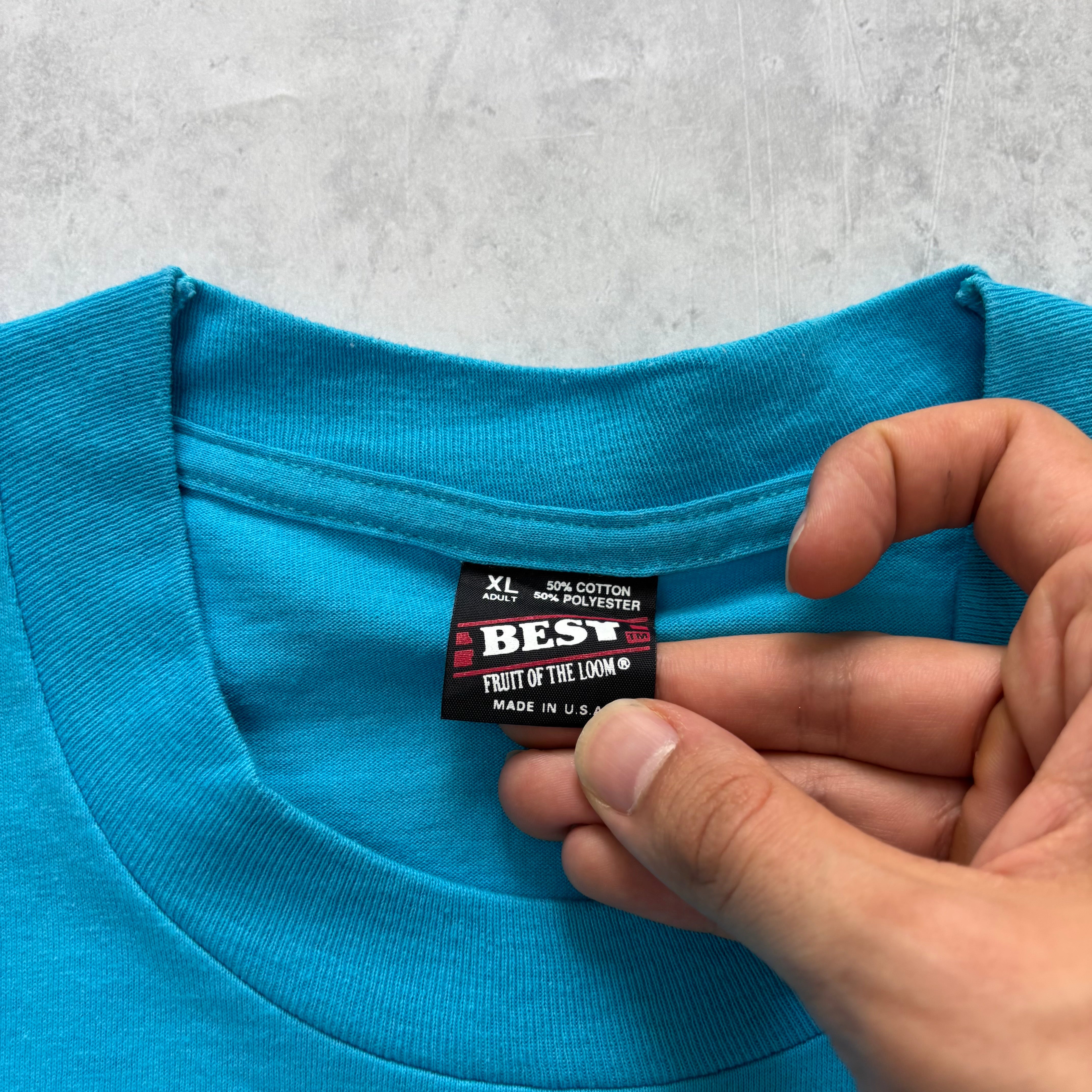 Vintage T Shirt Mens XL Blue Single Stitch Graphic Print 90s Tourist (E)