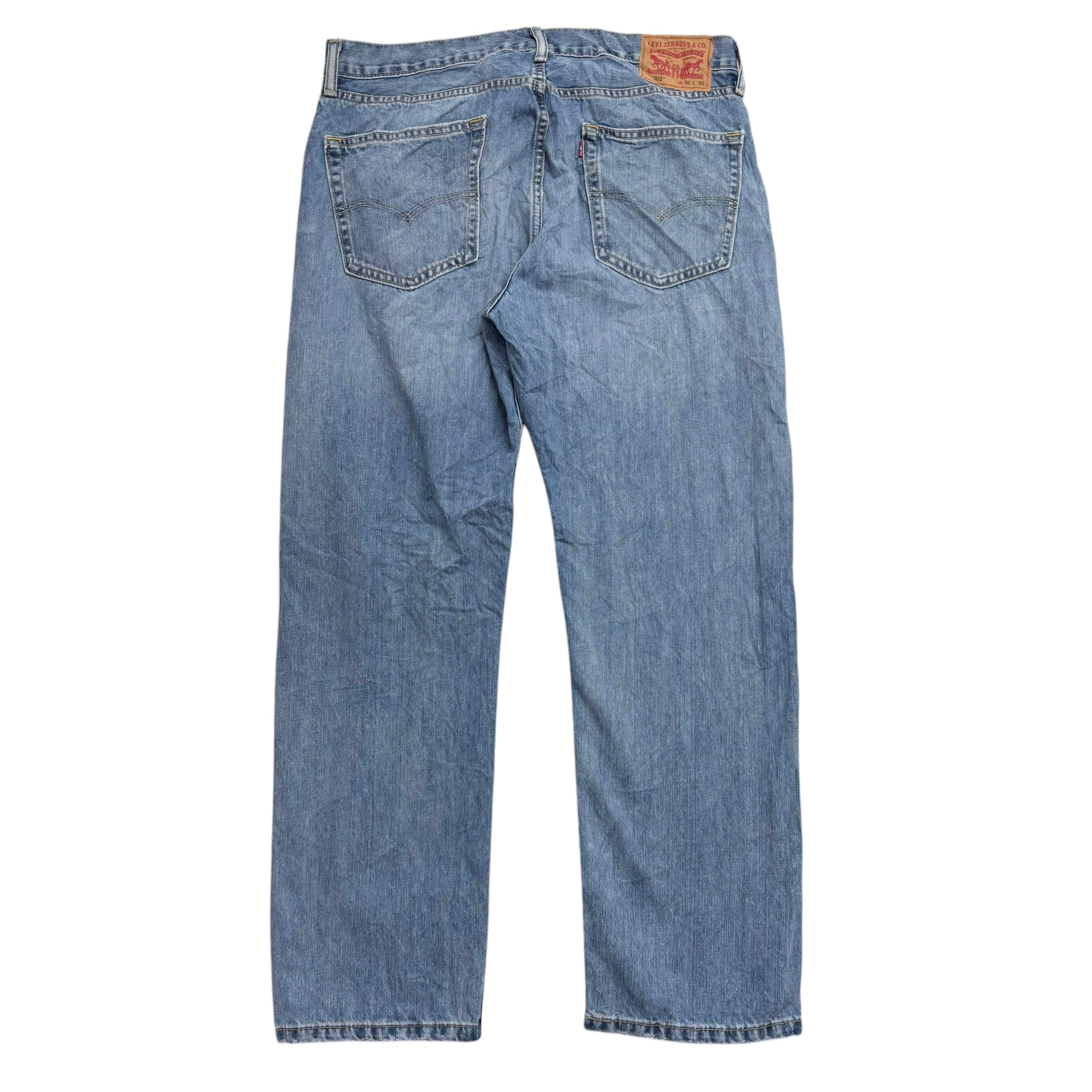 Levis 505 Jeans W36 L30 Mens Light Blue Regular Straight Fit Denim (E)