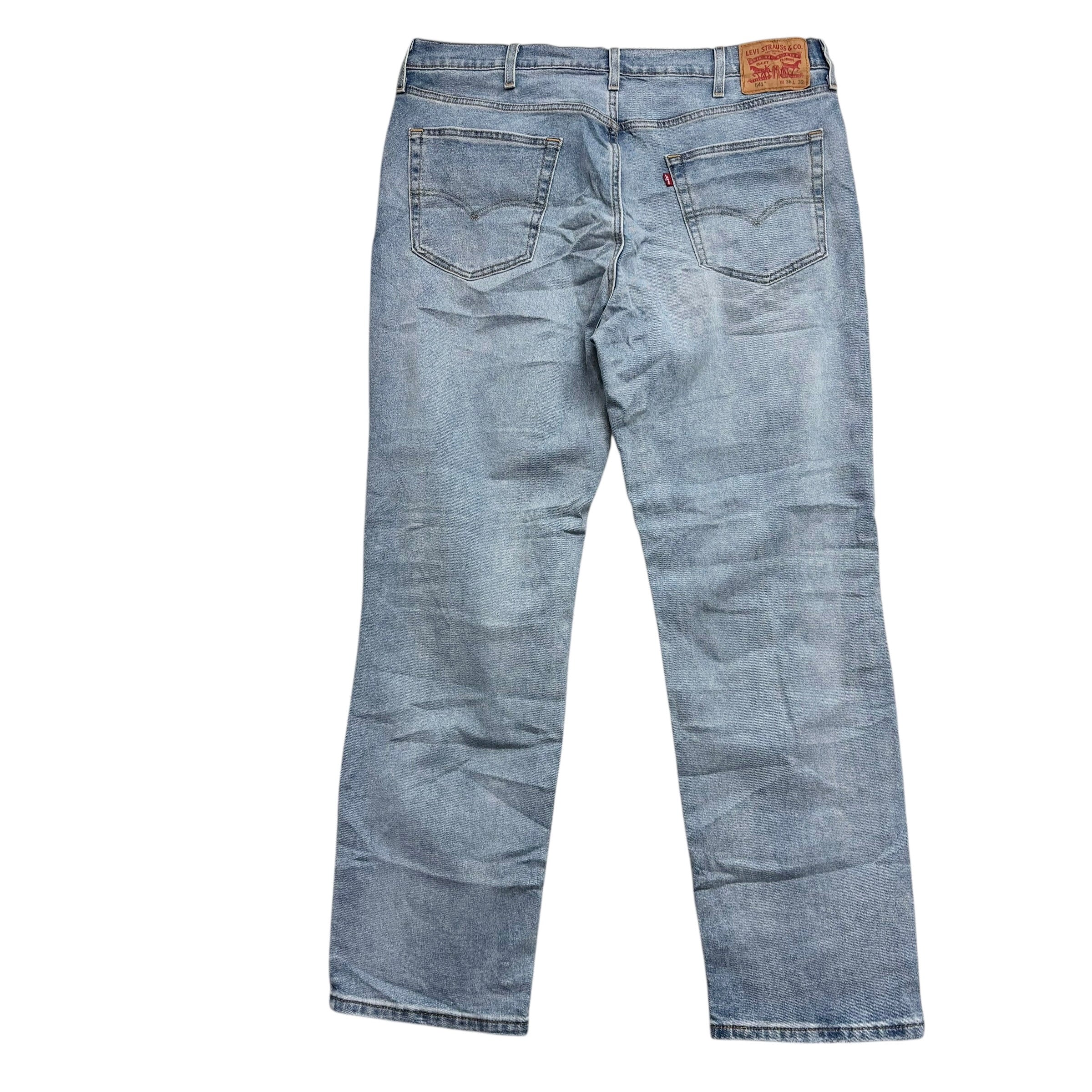 Levis 541 Jeans W38 L32 Mens Light Blue Athletic Tapered Fit Stretch Denim (E)