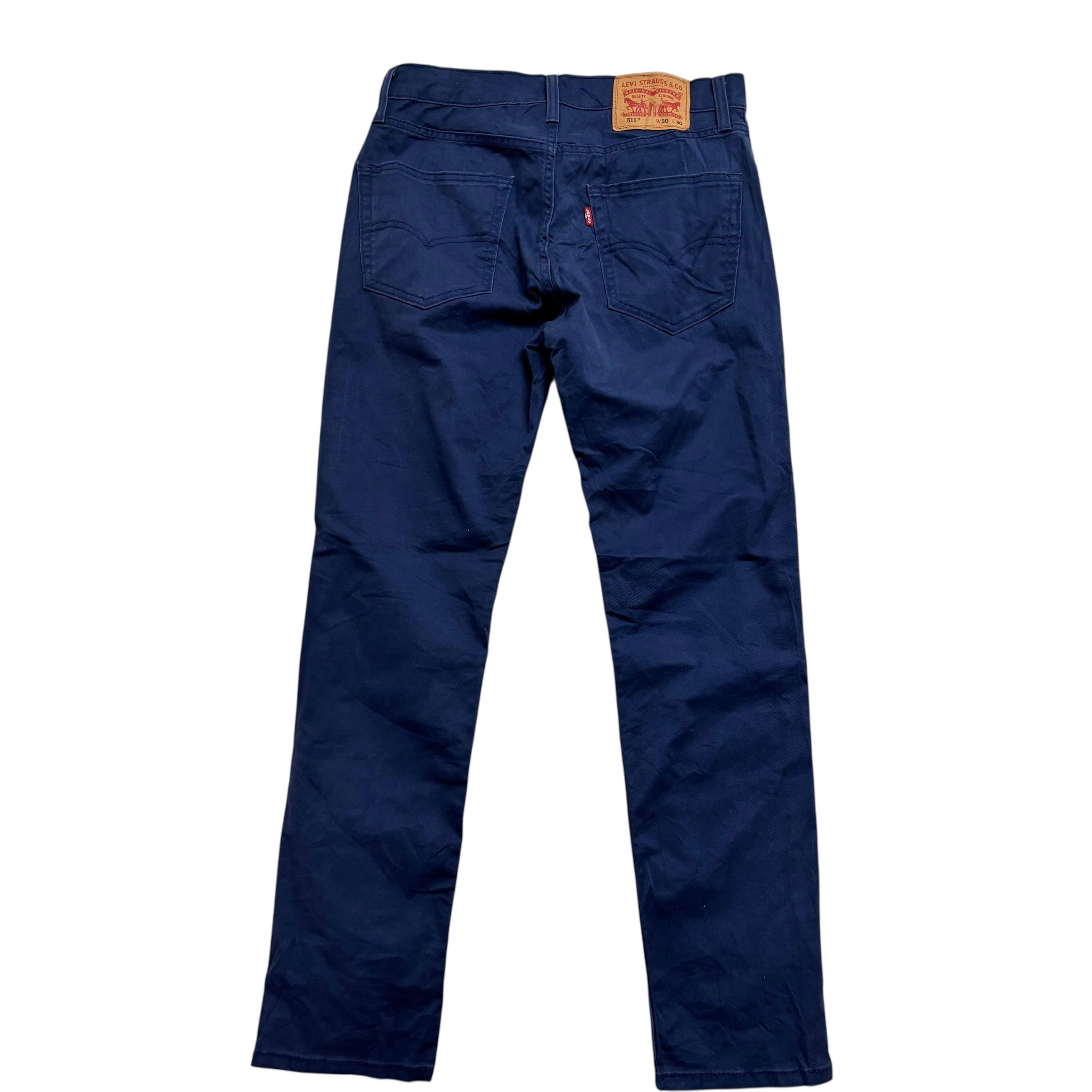 Levis 511 Trousers W30 L30 Mens Navy Blue Slim Fit Stretch Pants (E)