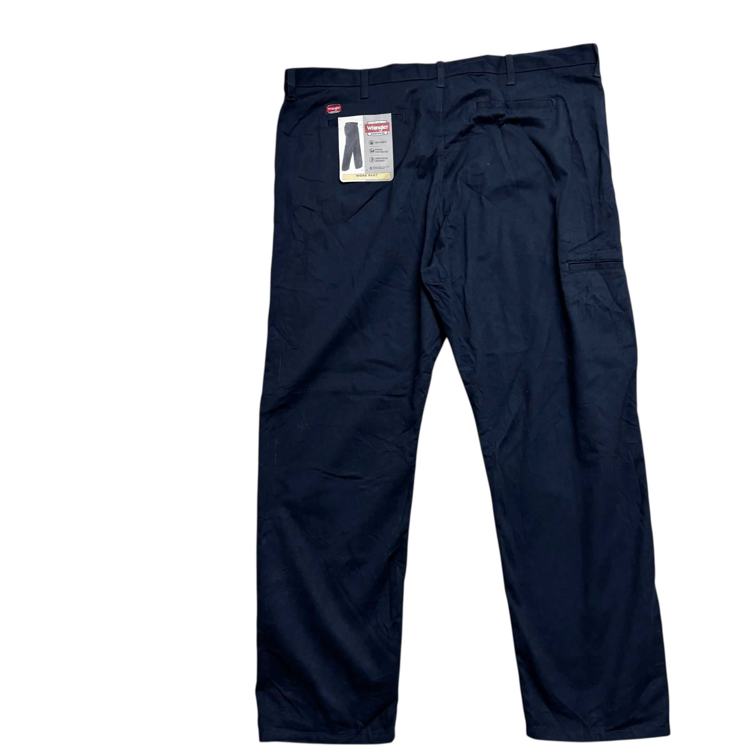 Wrangler Trousers W44 L32 Mens Navy Blue Relaxed Straight Fit Pants (E)
