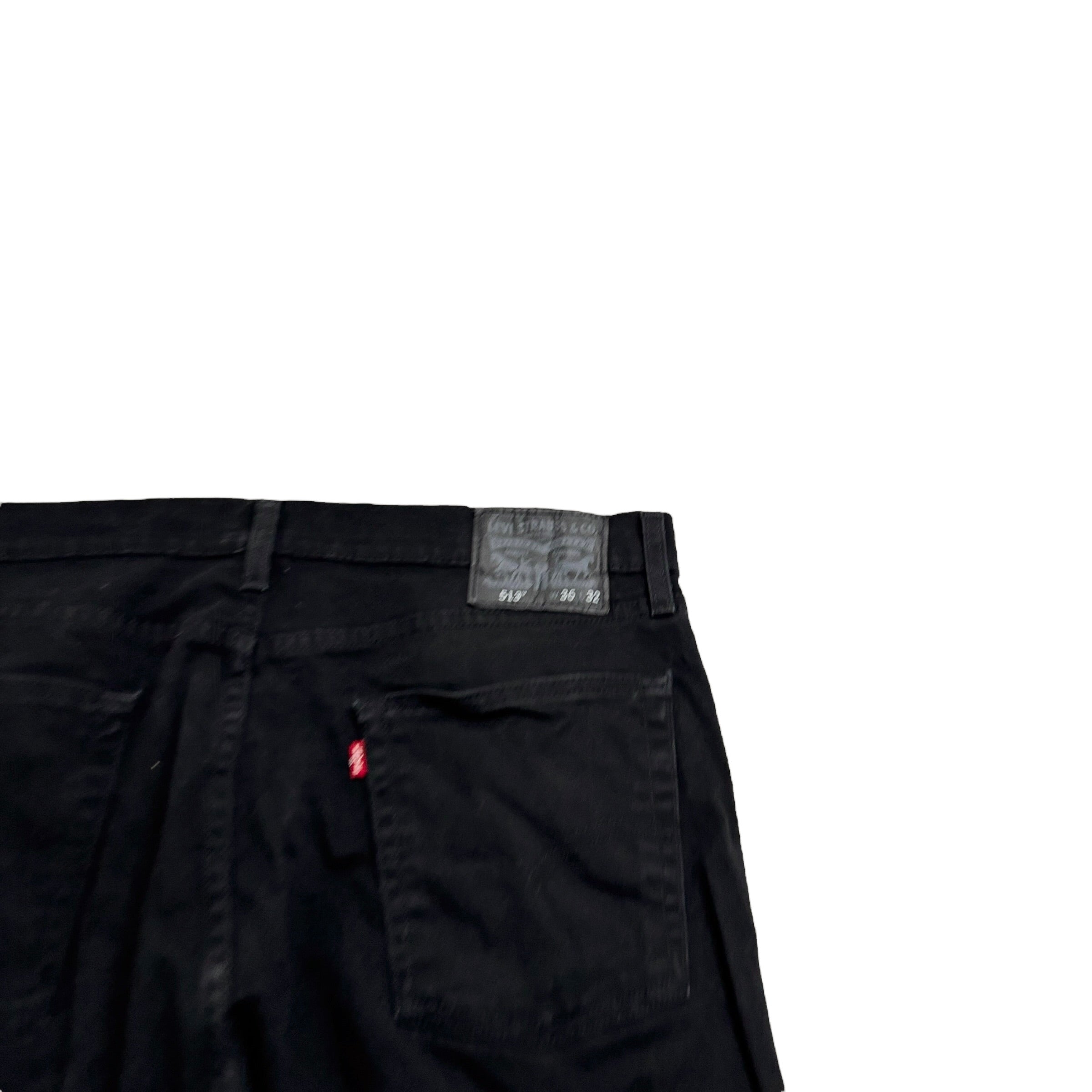 Levis 513 Jeans W36 L32 Mens Black Slim Straight Fit Stretch Denim (E)