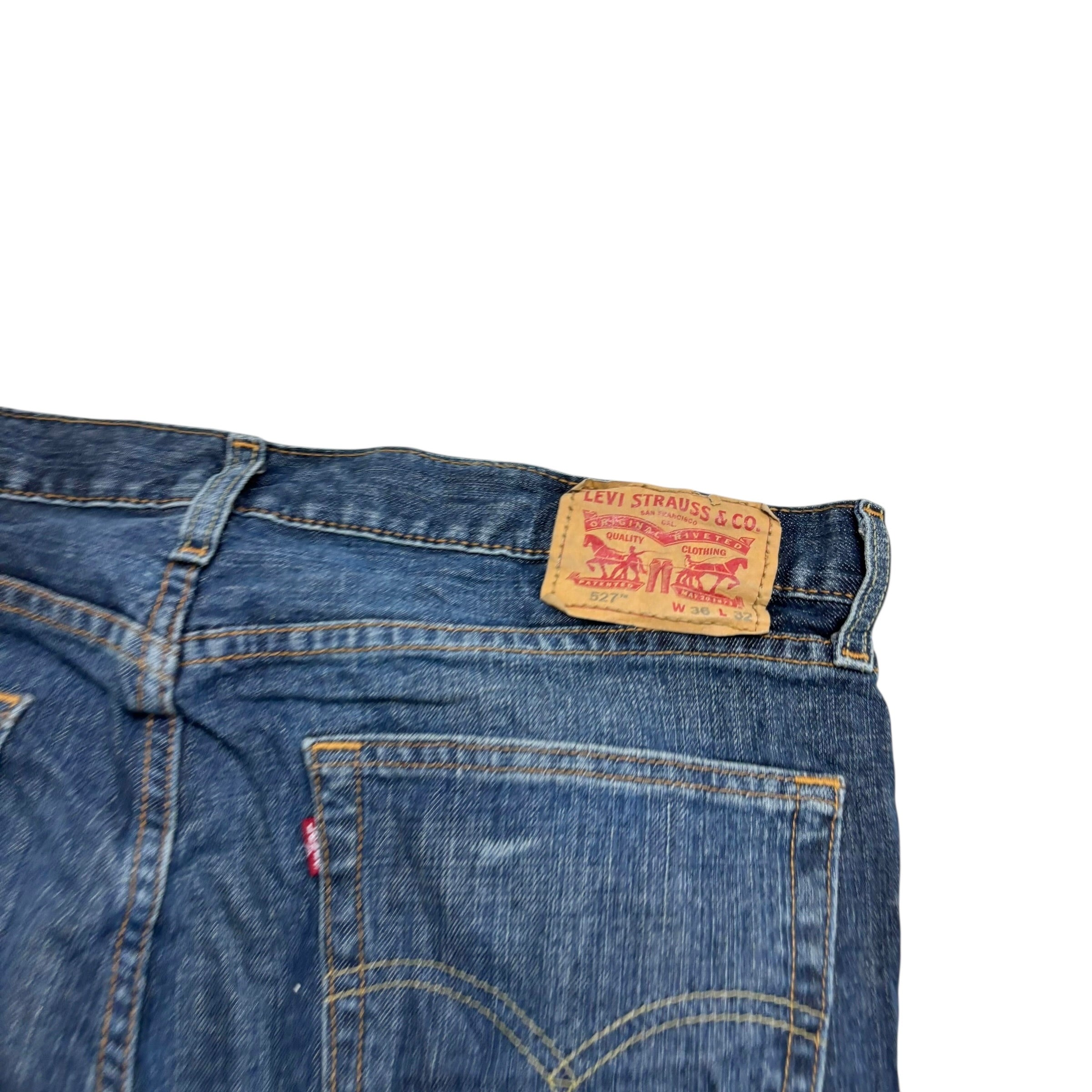 Levis 527 Jeans W36 L32 Mens Dark Blue Slim Bootcut Fit Denim (E)