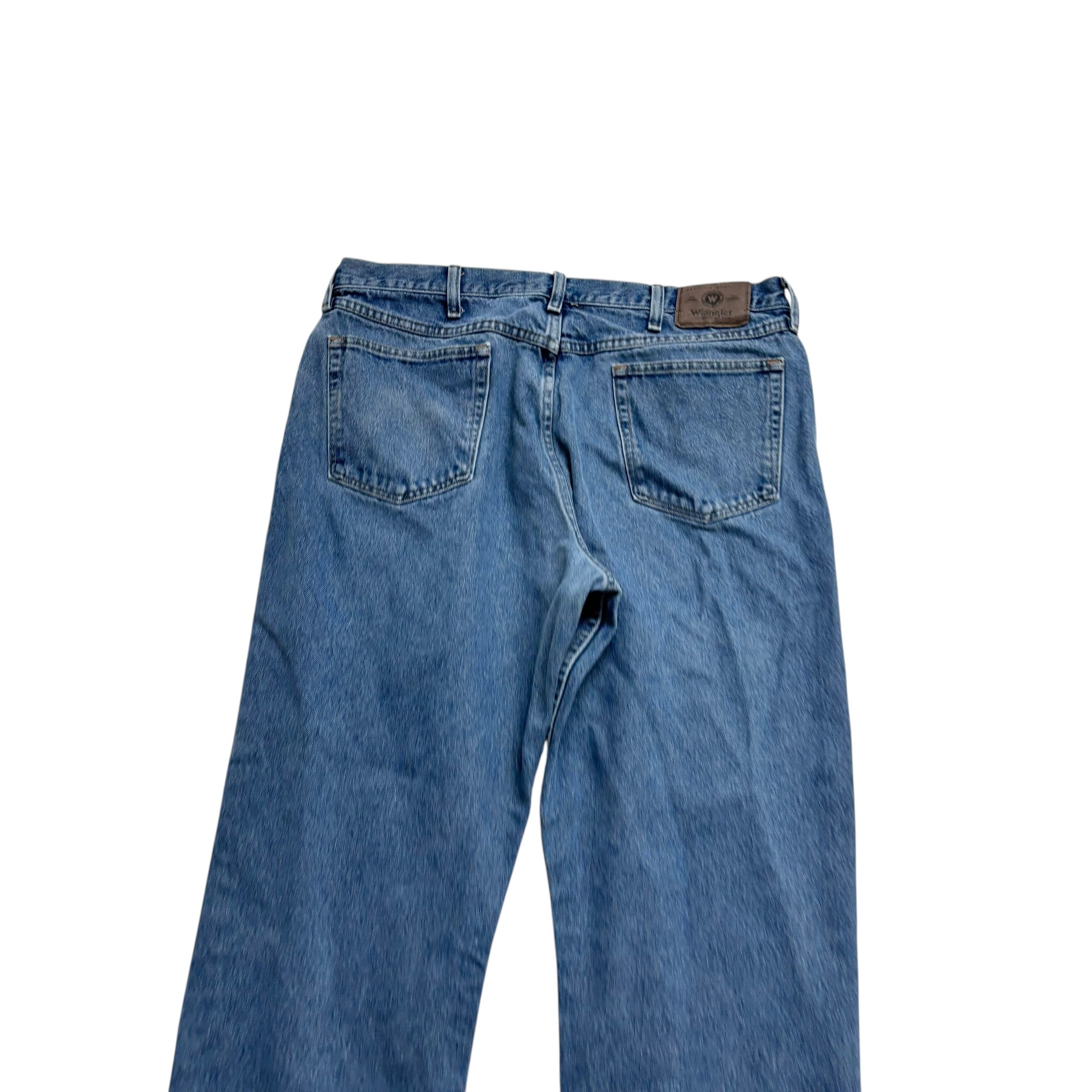 Wrangler Jeans W37 L30 Mens Mid Blue Relaxed Straight Fit Vintage Denim (E)