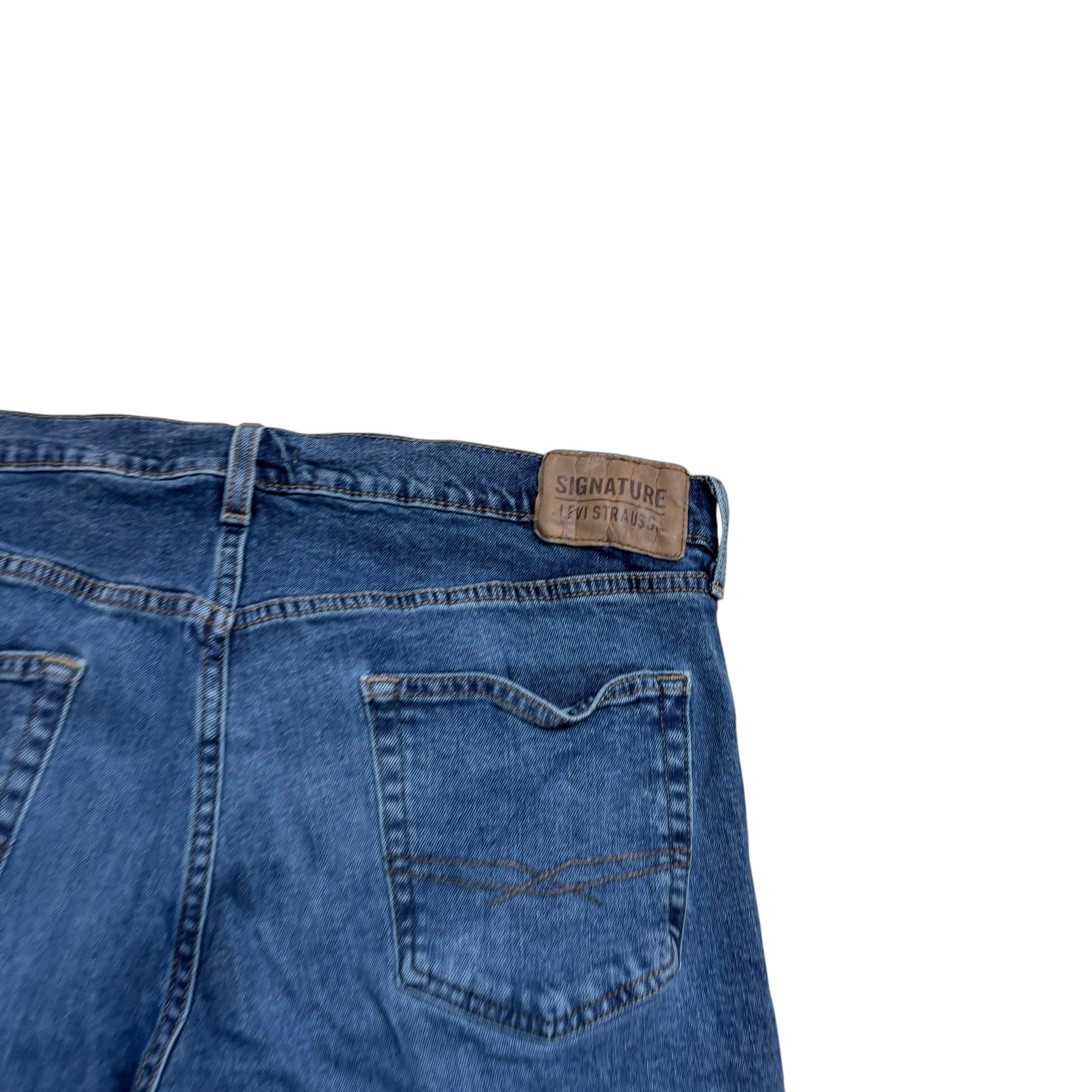Levis Signature Jeans W36 L32 Mens Mid Blue Relaxed Straight Stretch Denim (E)