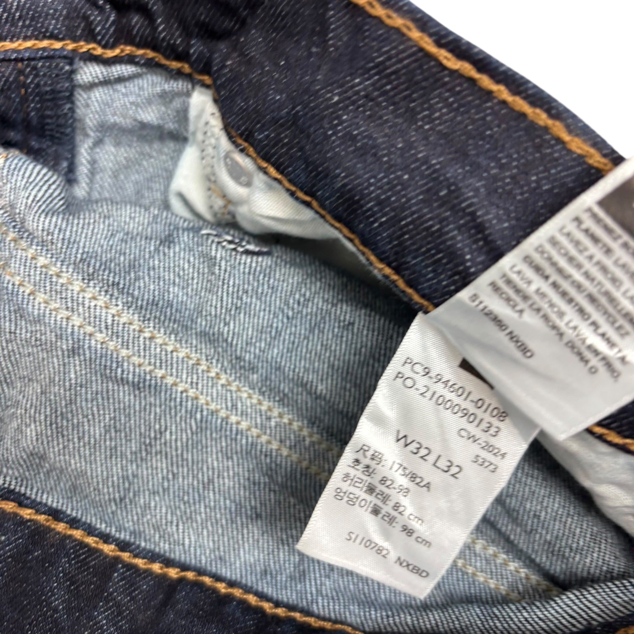 Levis Signature Jeans W32 L32 Mens Dark Blue Regular Straight Stretch Denim (E)