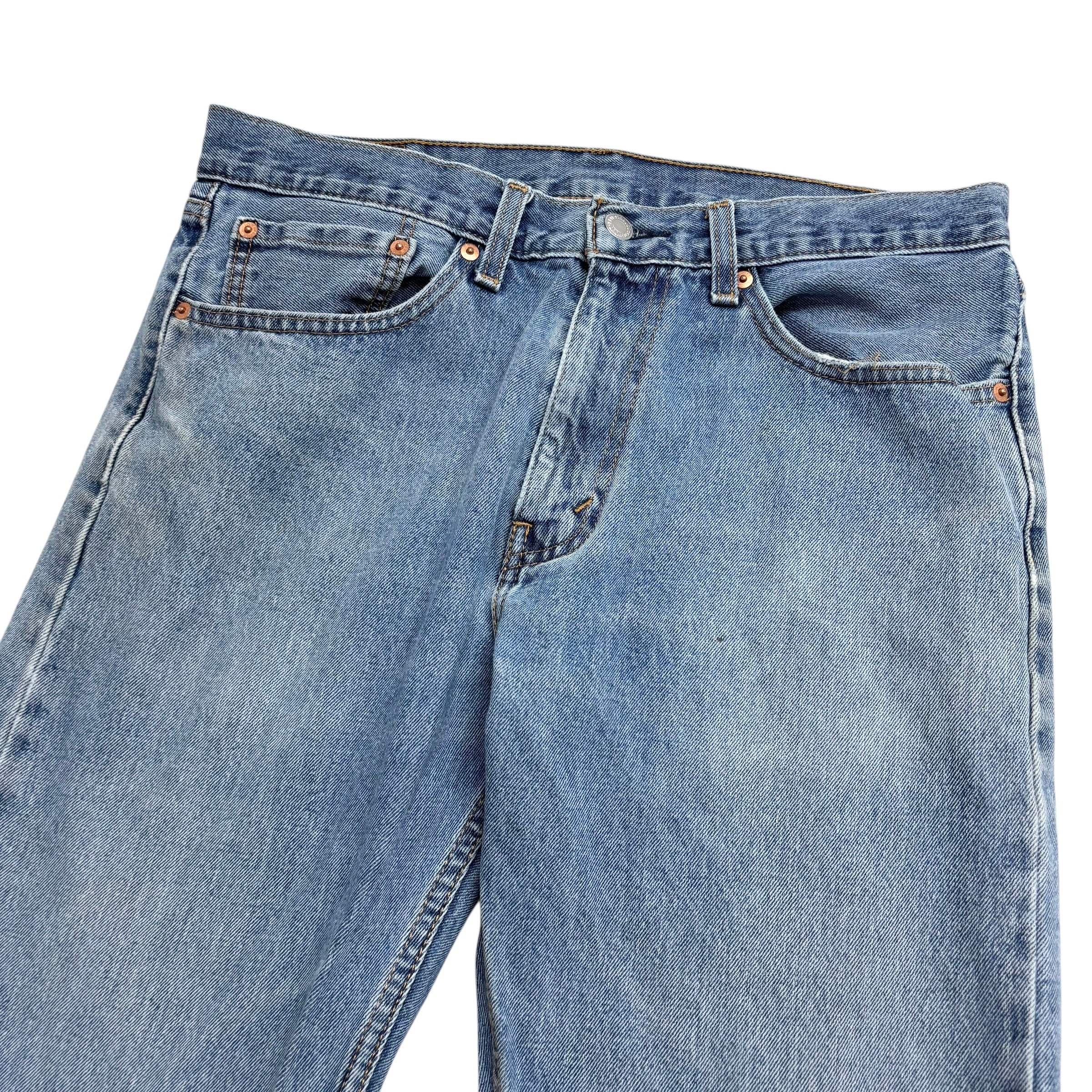 Levis 505 Jeans W34 L32 Mens Light Blue Regular Straight Fit Denim (F)