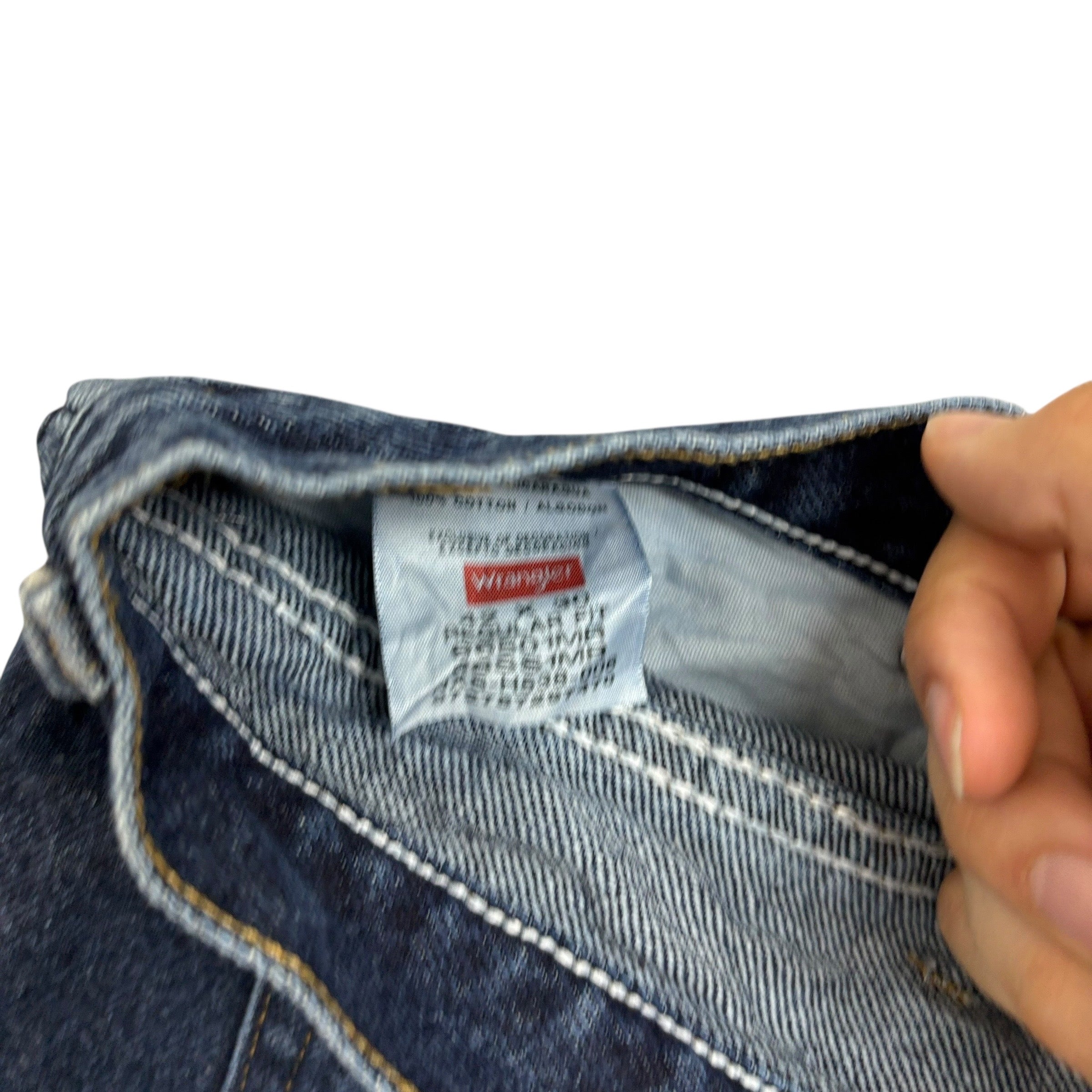 Wrangler Jeans W42 L27 Mens Dark Blue Regular Straight Fit Denim (E)