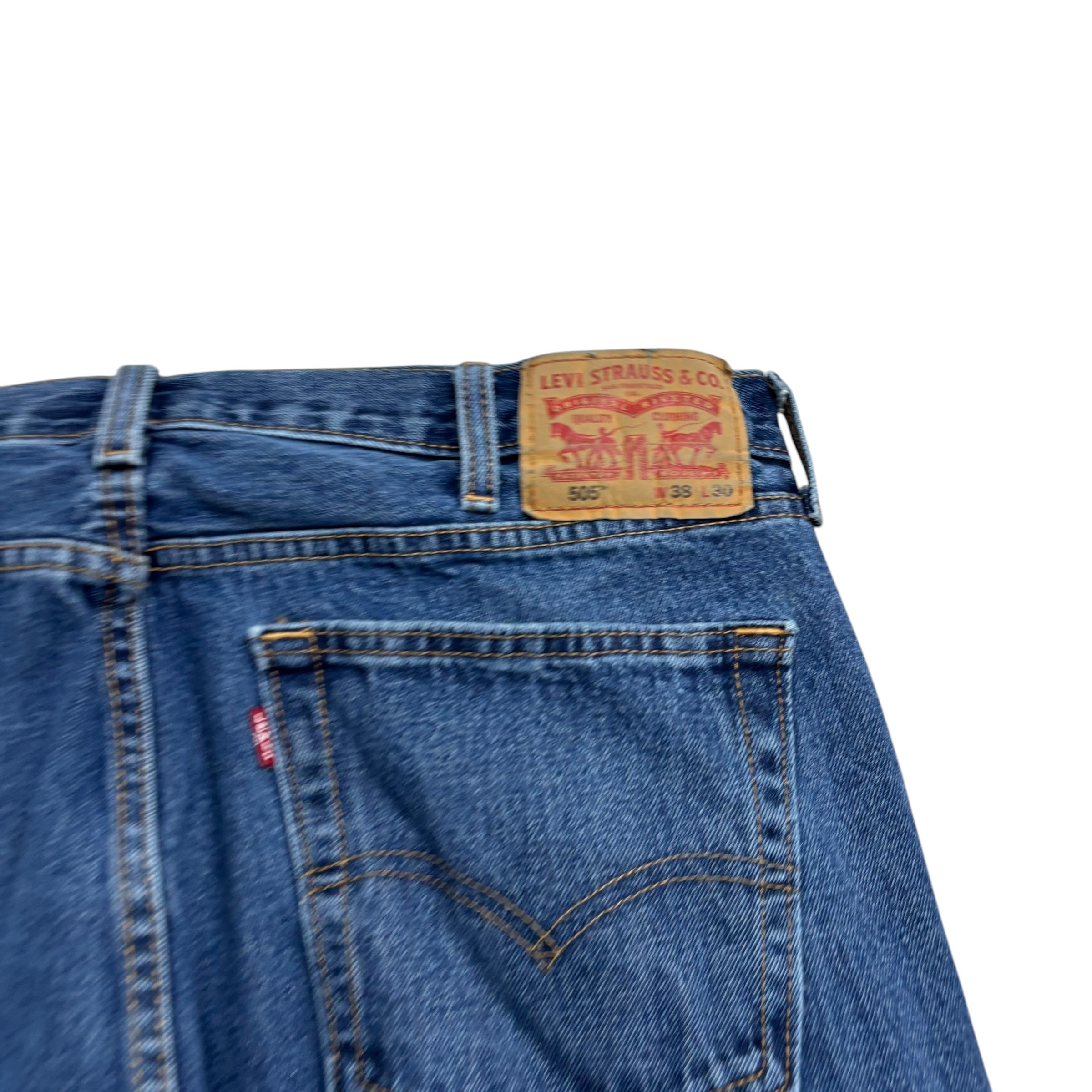 Levis 505 Jeans W38 L29 Mens Mid Blue Regular Straight Fit Denim (E)