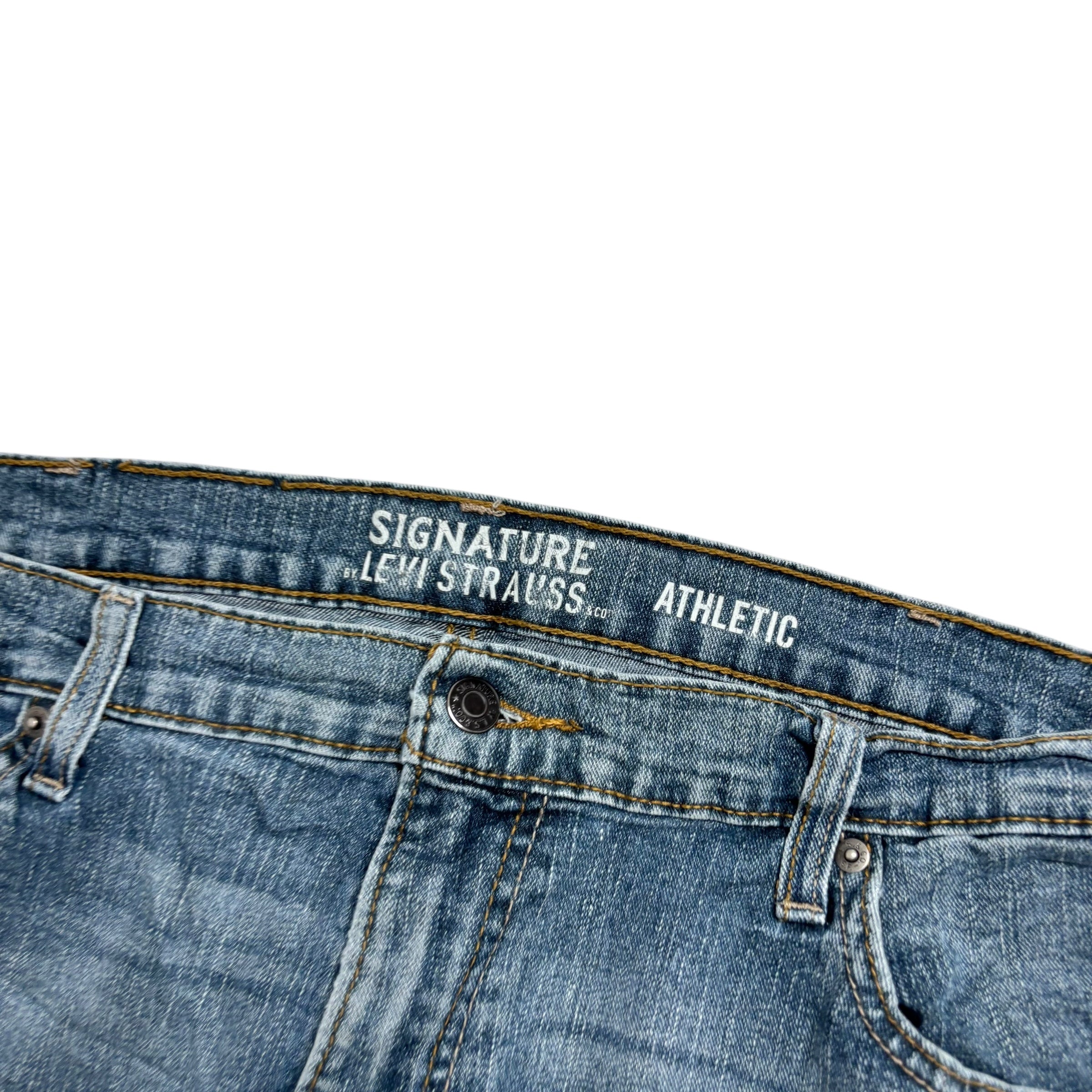 Levis Signature Jeans W40 L32 Mens Blue Athletic Tapered Fit Stretch Denim