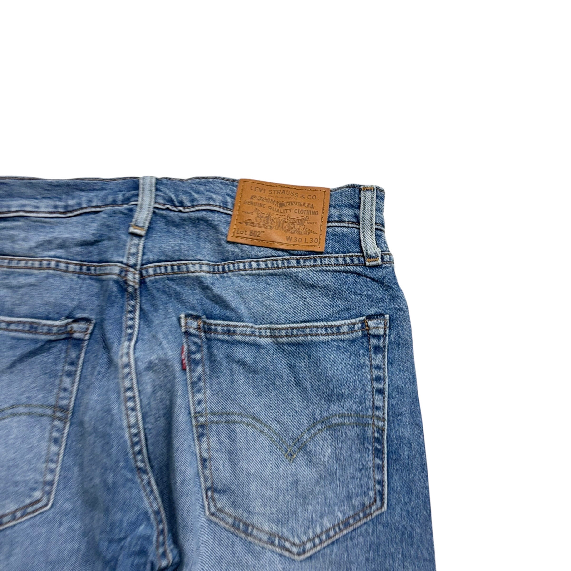 Levis 502 Jeans W30 L26 Mens Light Blue Regular Tapered Fit Stretch Denim (E)
