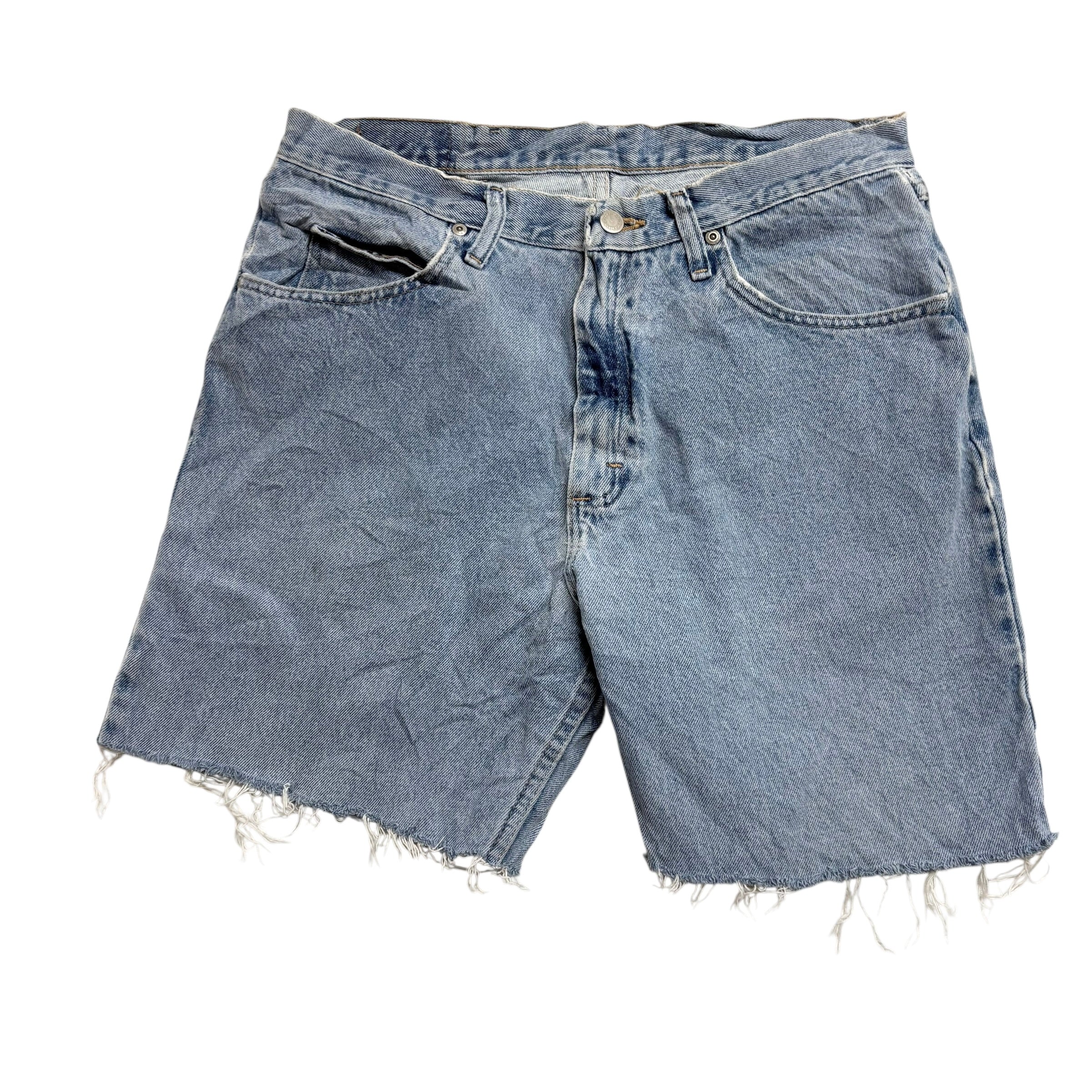 Wrangler Denim Shorts W33 Mens Light Blue 57in Regular Fit Cut Off Vintage