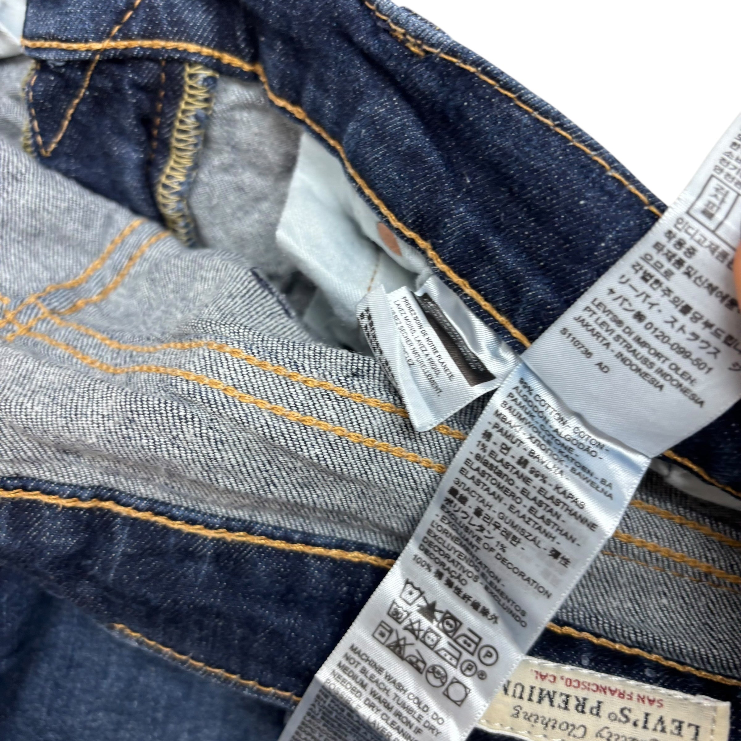 Levis 541 Jeans W34 L34 Mens Dark Blue Athletic Tapered Fit Stretch Denim (E)