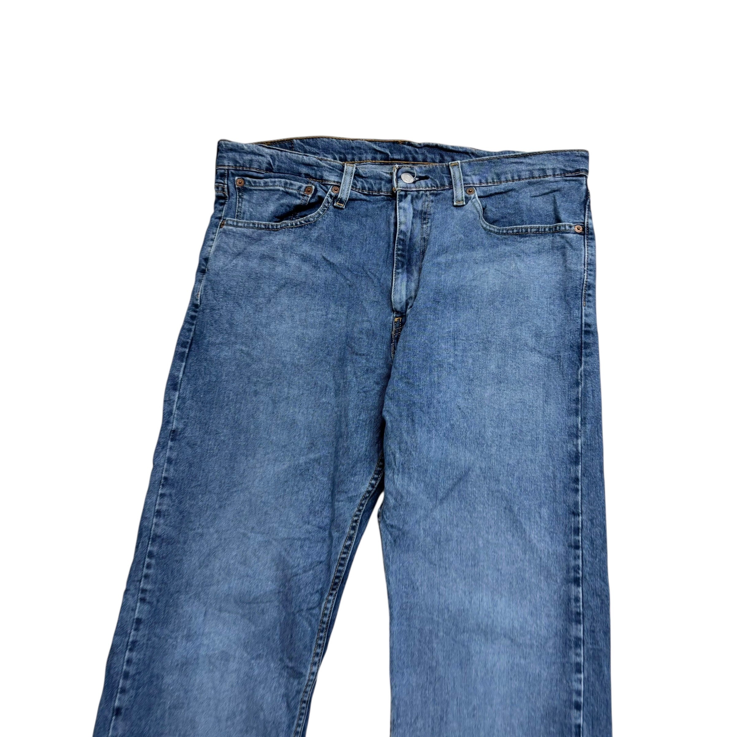 Levis 505 Jeans W36 L31 Mens Mid Blue Regular Straight Fit Stretch Denim (E)