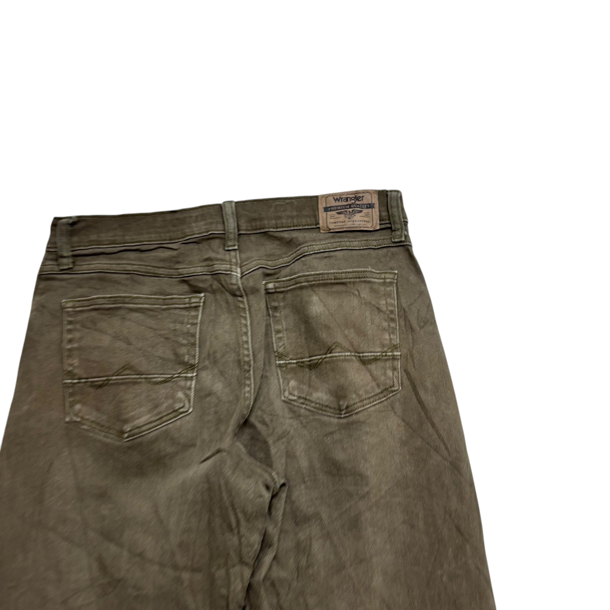 Wrangler Jeans W30 L32 Mens Green Athletic Tapered Fit Stretch Denim (E)