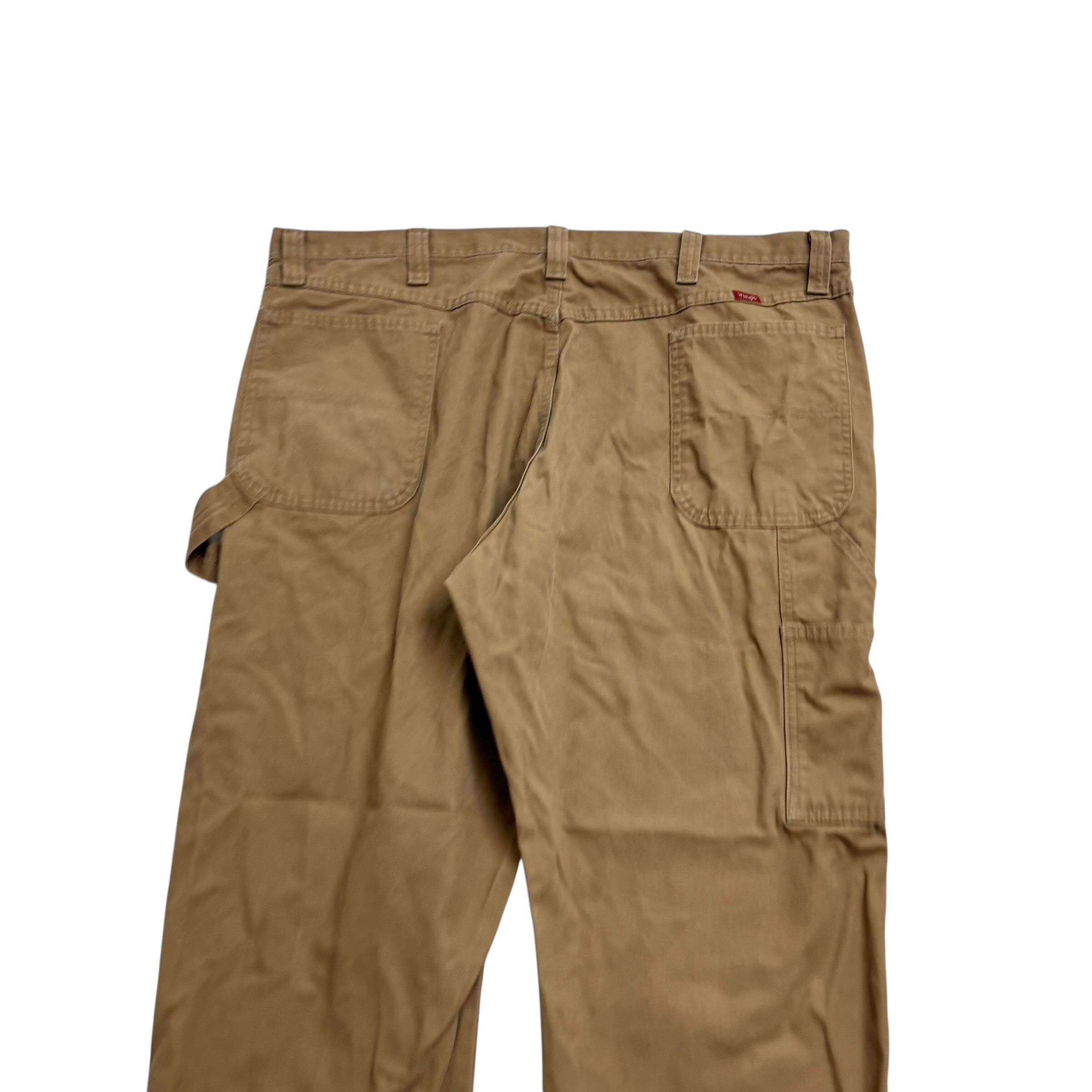 Wrangler Carpenter Pants W44 L32 Mens Tan Relaxed Straight Fit Trousers