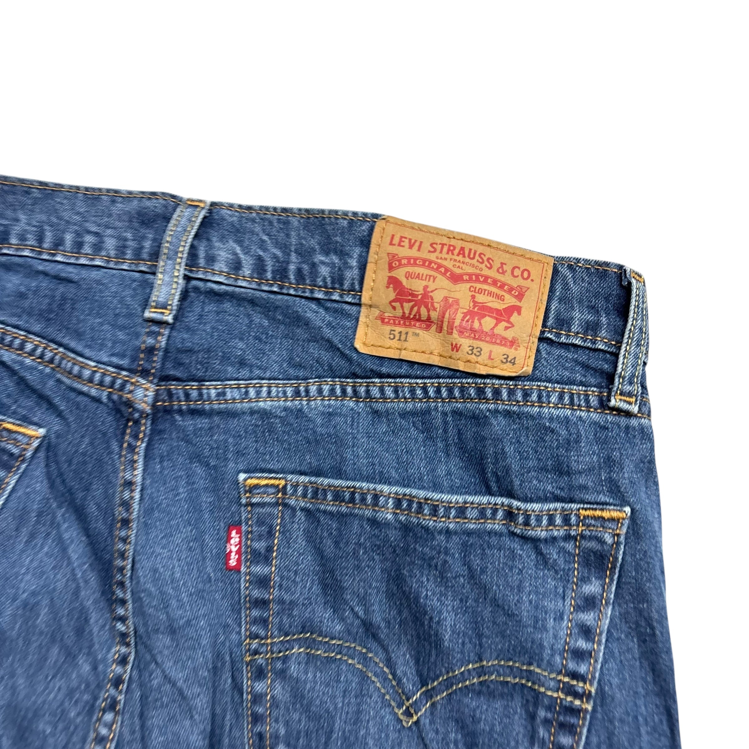 Levis 511 Jeans W32 L34 Mens Mid Blue Slim Fit Stretch Denim (E)