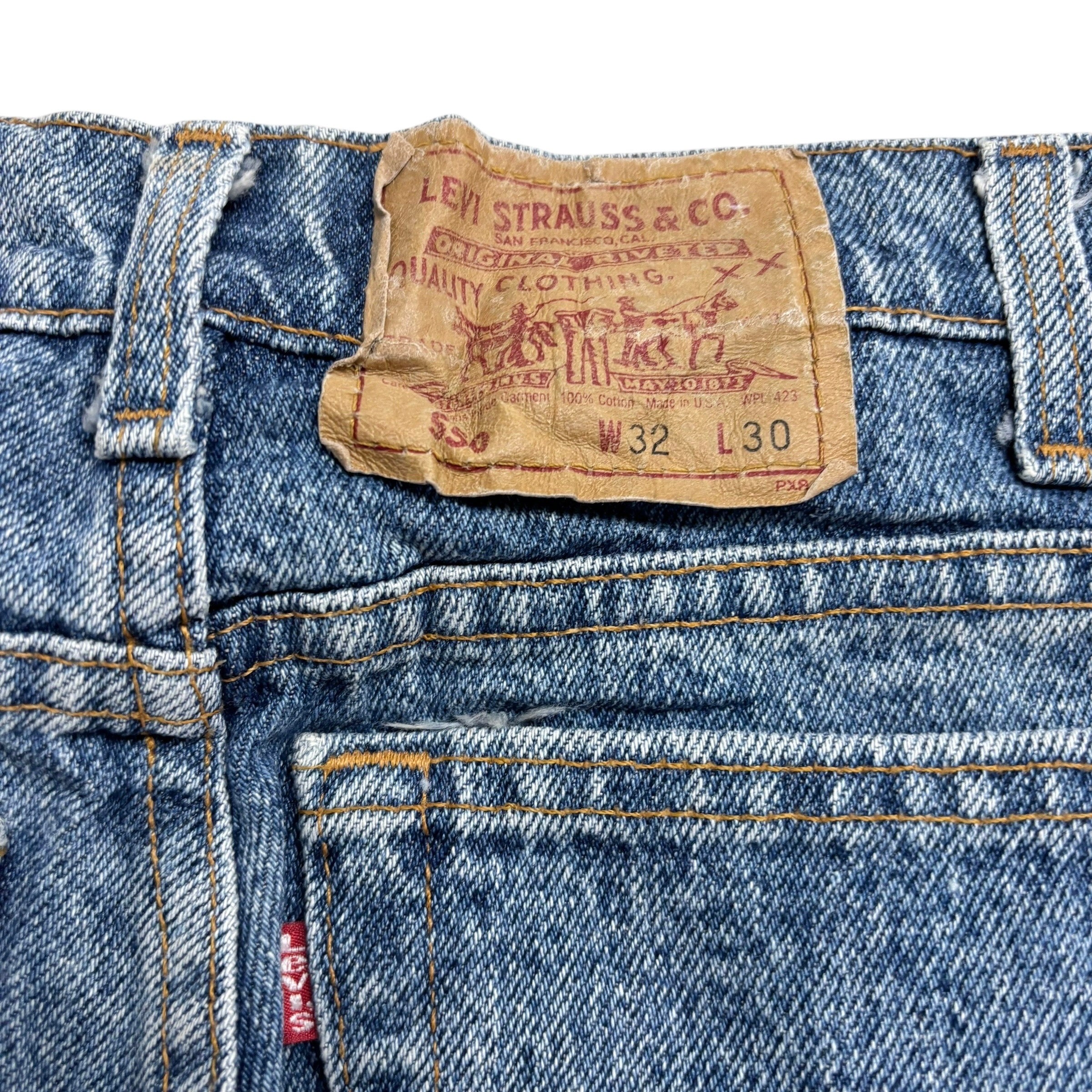 Levis 550 Jeans W31 L30 Mens Mid Blue Relaxed Tapered Made In USA Vintage (E)