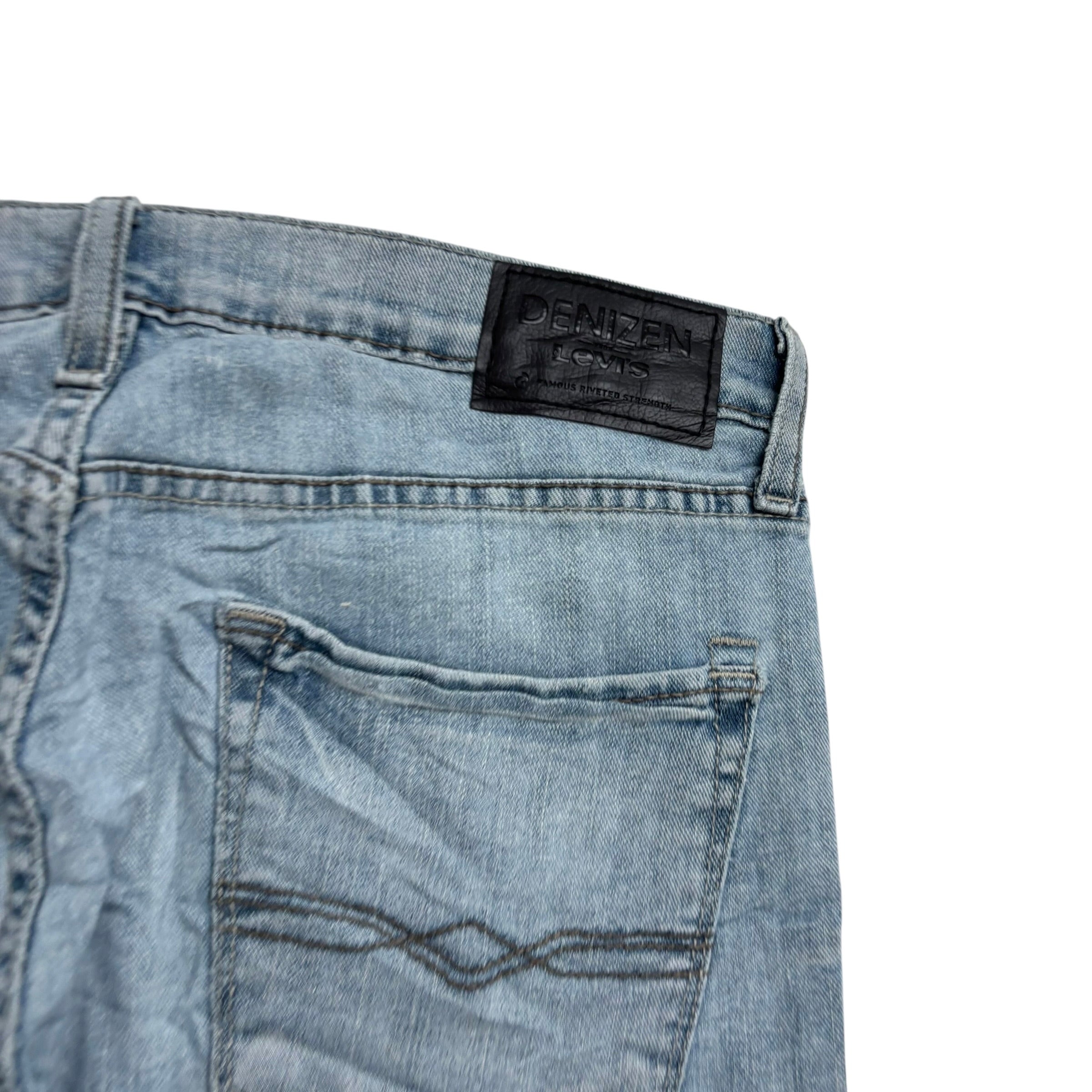 Levis Denizen Jeans W33 L30 Mens Light Blue Skinny Fit Stretch Denim (E)