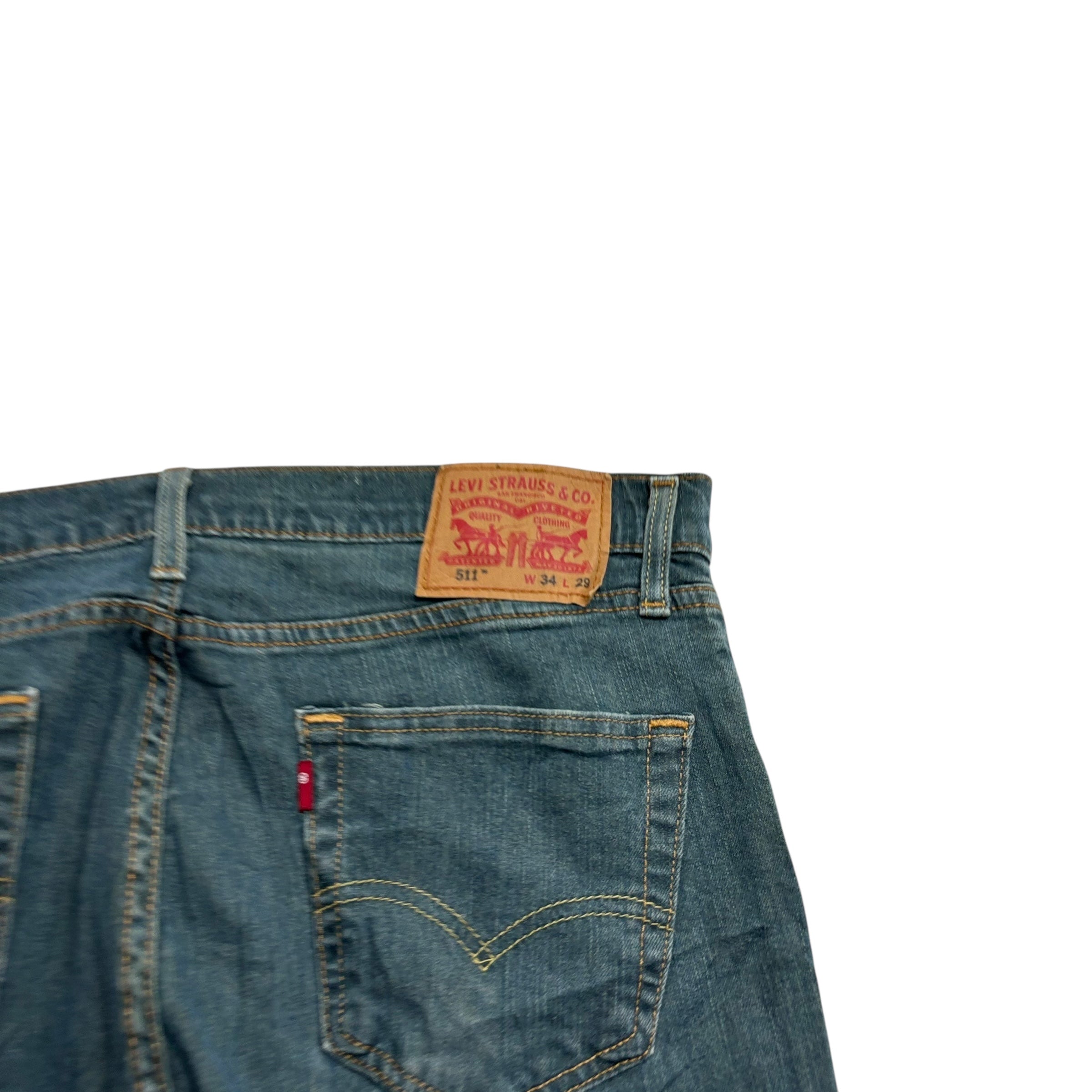 Levis 511 Jeans W34 L29 Mens Dark Blue Slim Fit Stretch Denim (E)