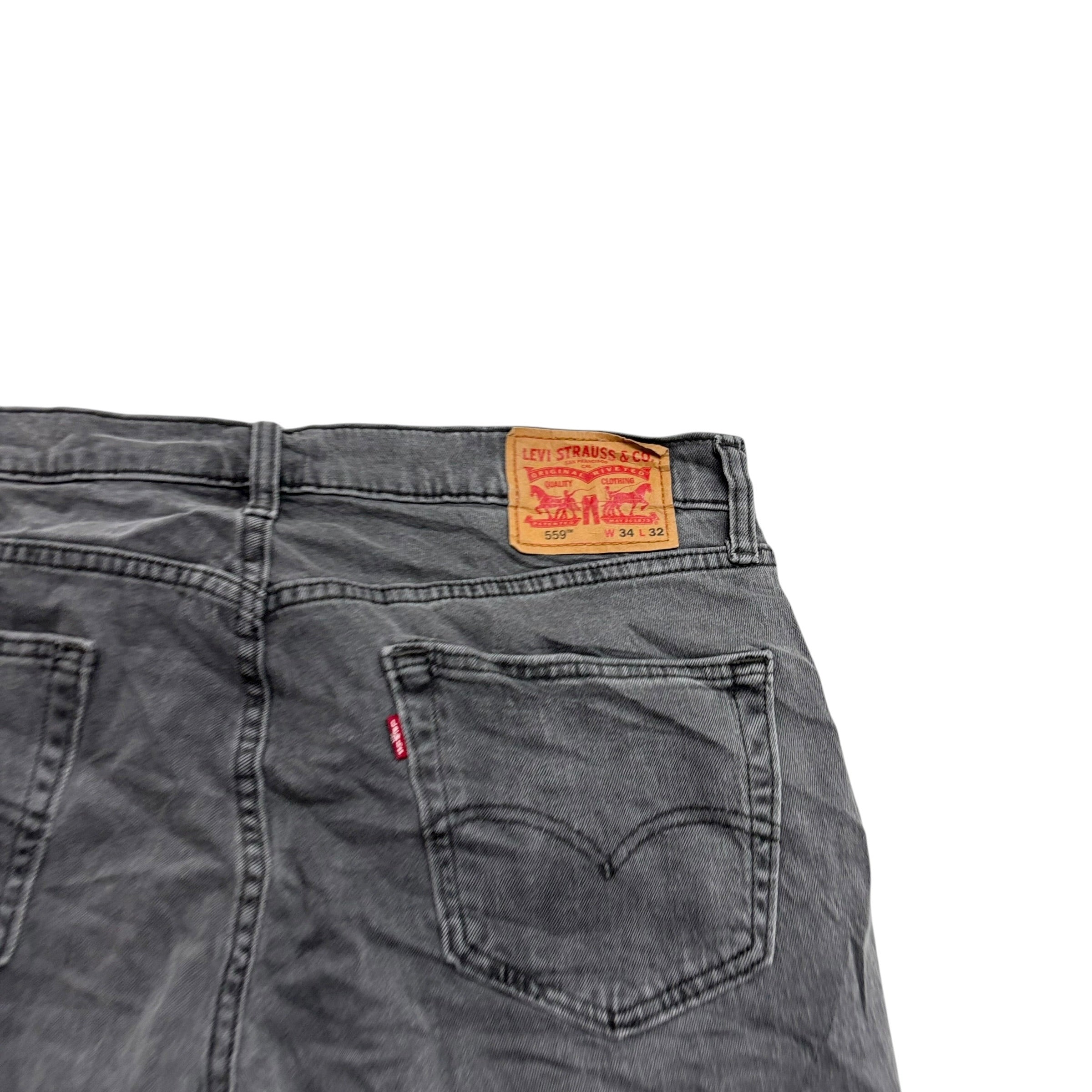 Levis 559 Jeans W34 L32 Mens Grey Baggy Relaxed Straight Fit Stretch Denim (E)