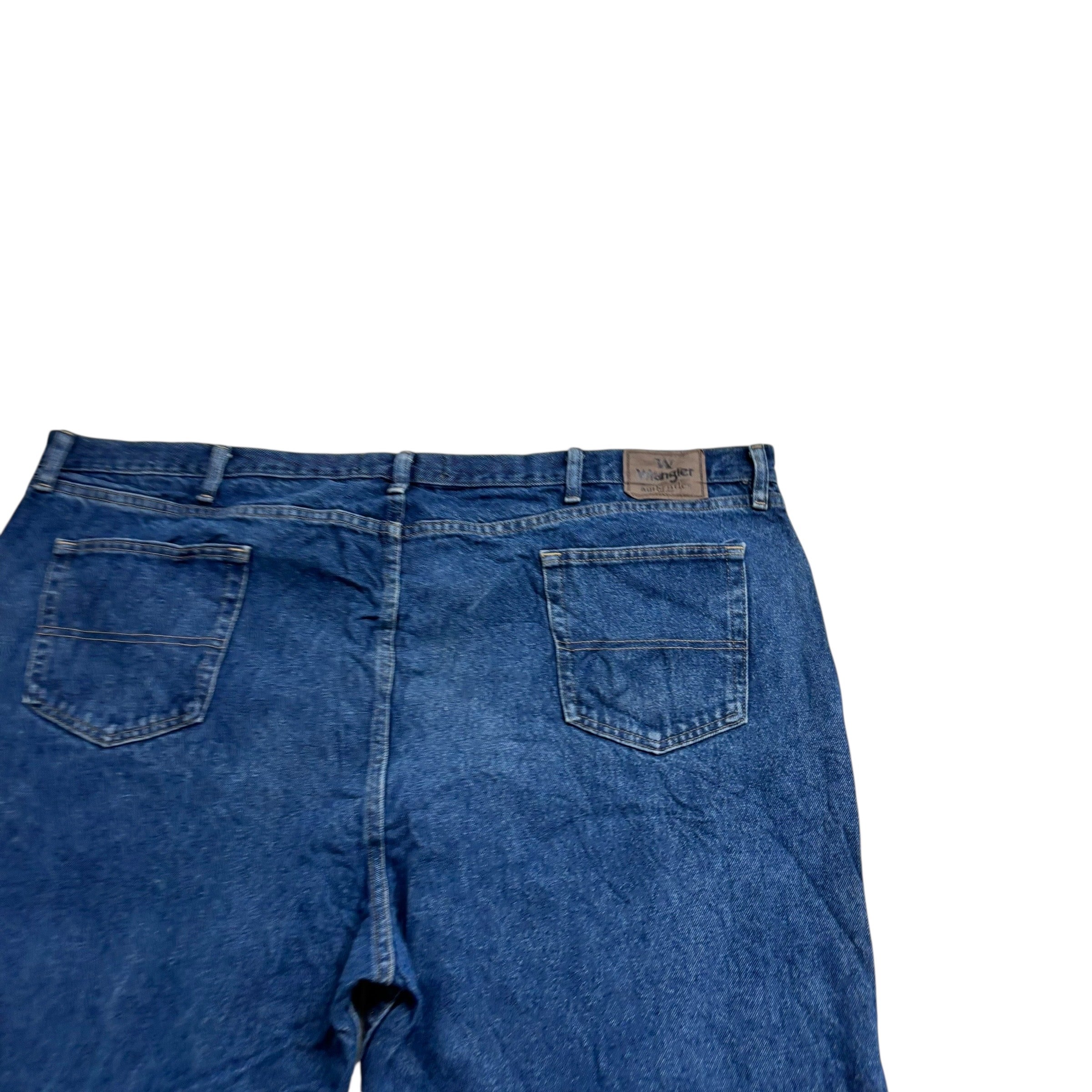 Wrangler Jeans W52 L28 Mens Mid Blue Relaxed Straight Fit Denim