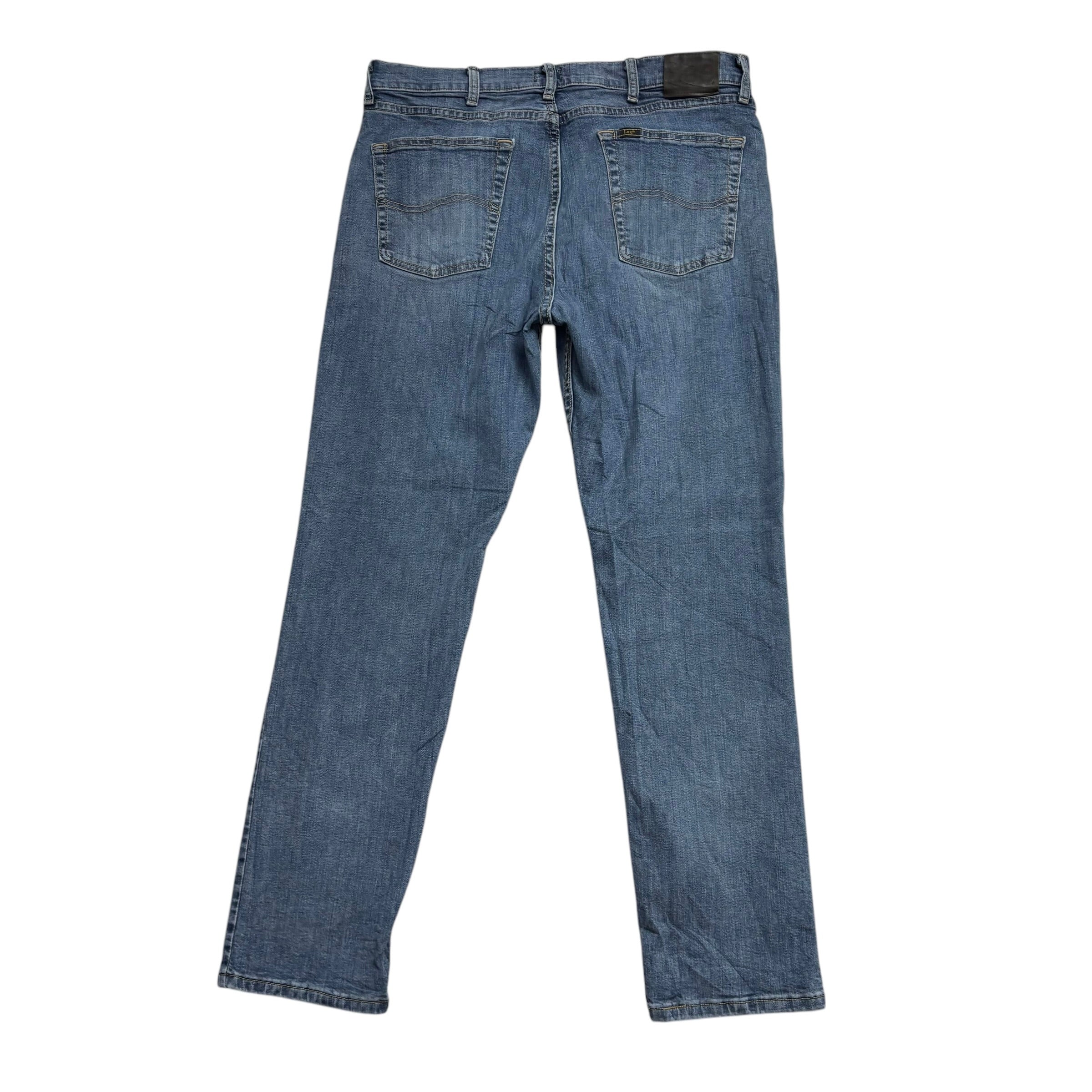 Lee Jeans W35 L32 Mens Mid Blue Regular Straight Fit Stretch Denim (E)