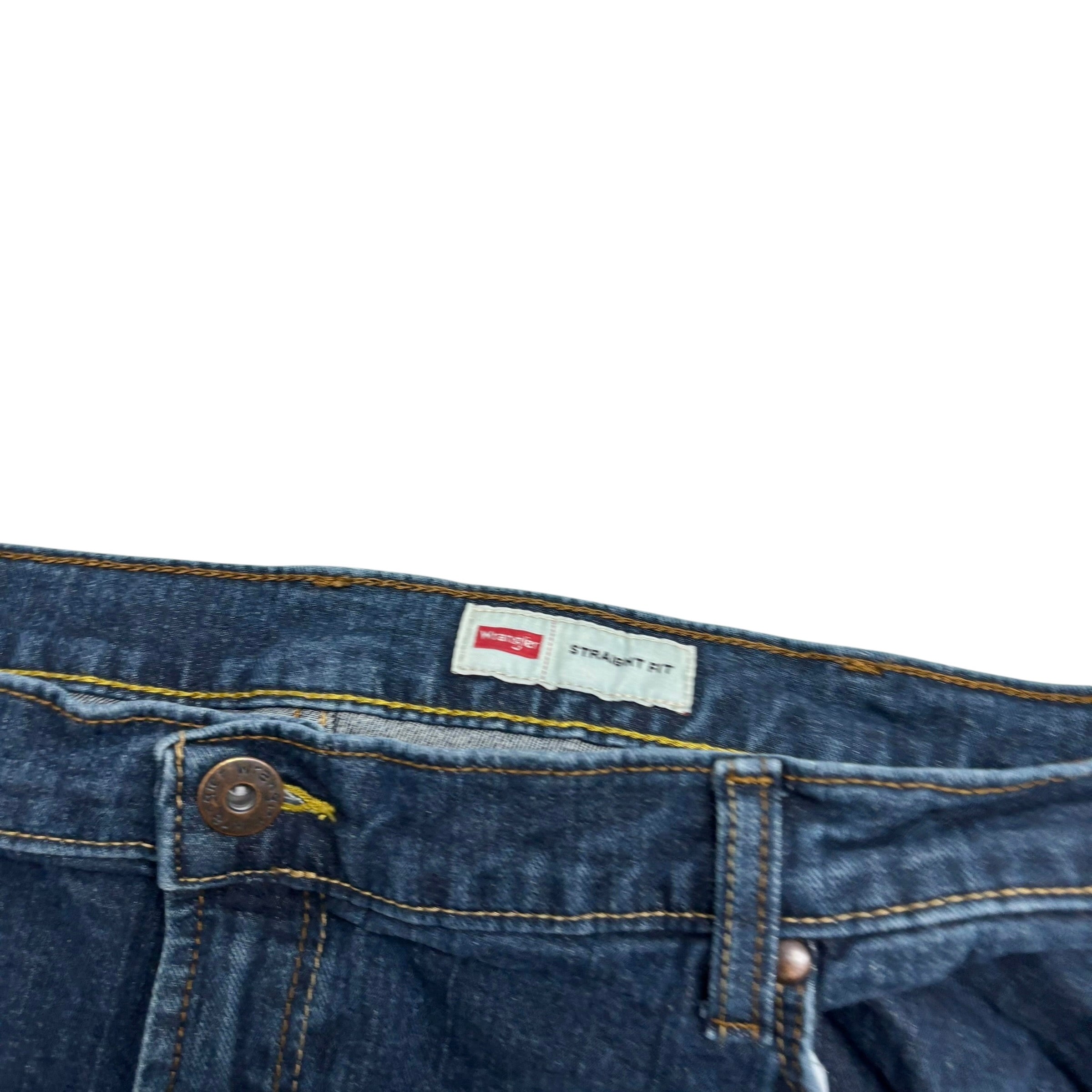 Wrangler Jeans W42 L30 Mens Dark Blue Regular Straight Fit Stretch Denim (E)