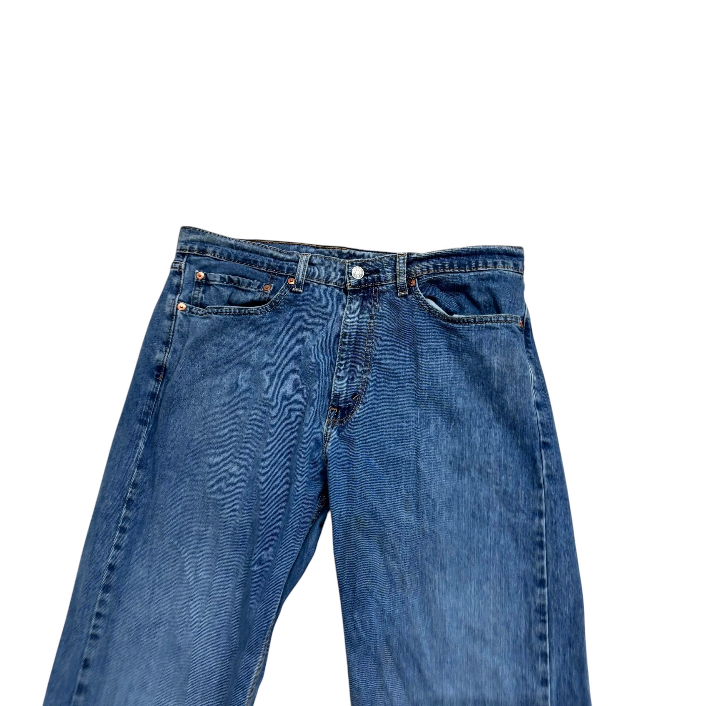 Levis 505 Jeans W36 L32 Mens Mid Blue Regular Straight Fit Stretch Denim (F)