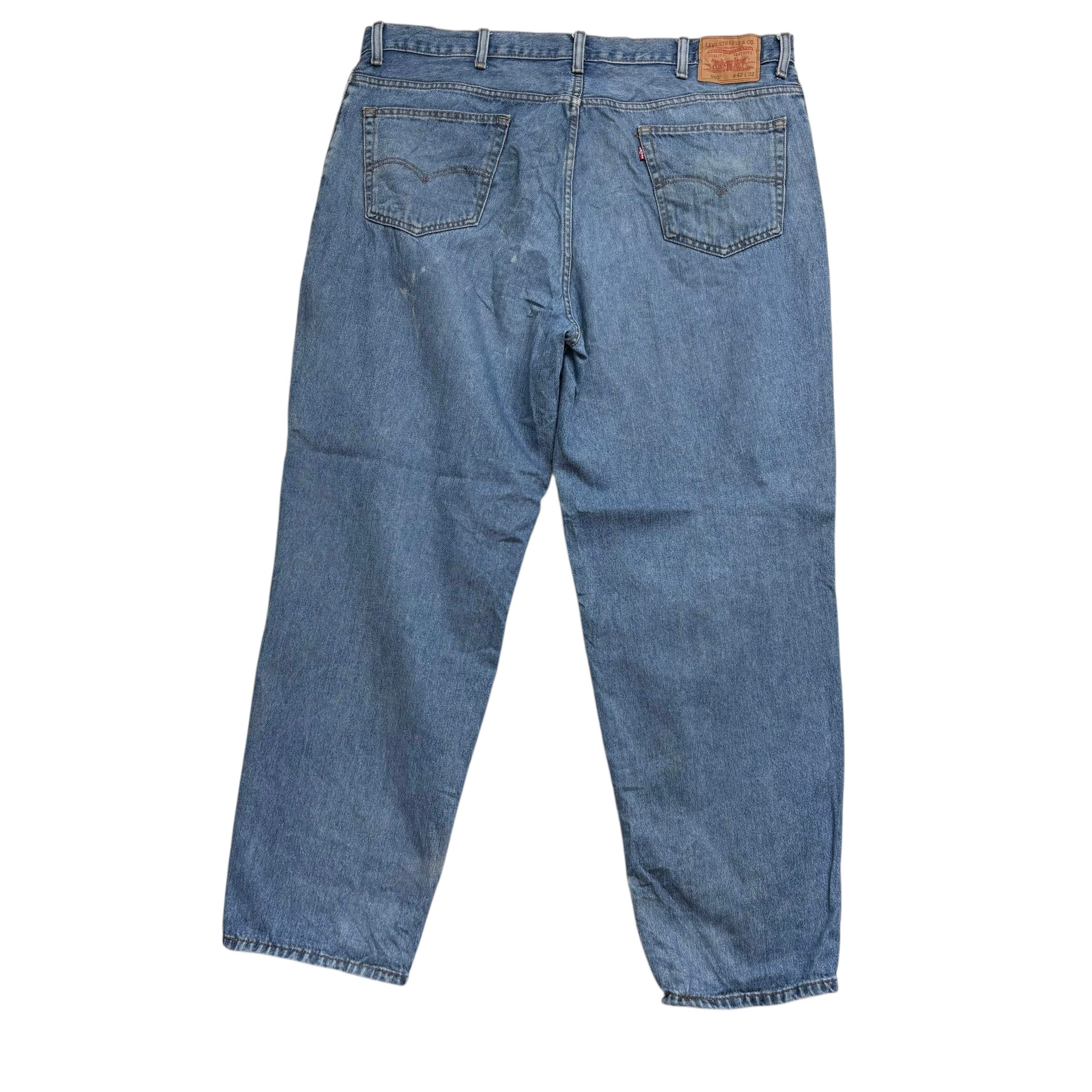 Levis 560 Jeans W42 L32 Mens Mid Blue Baggy Relaxed Comfort Vintage Denim (F)