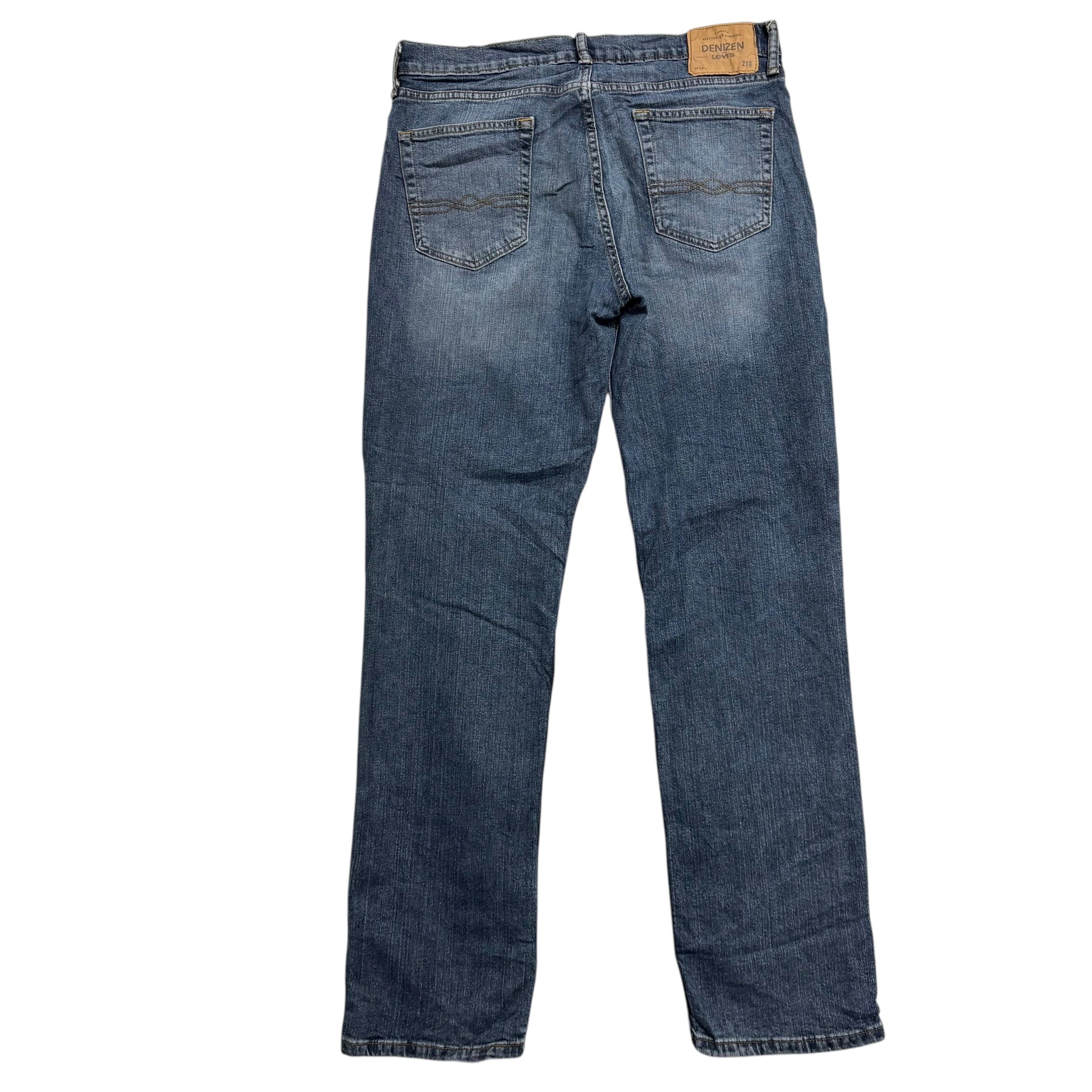 Levis Denizen Jeans W33 L32 Mens Mid Blue Regular Straight Fit Stretch Denim (E)