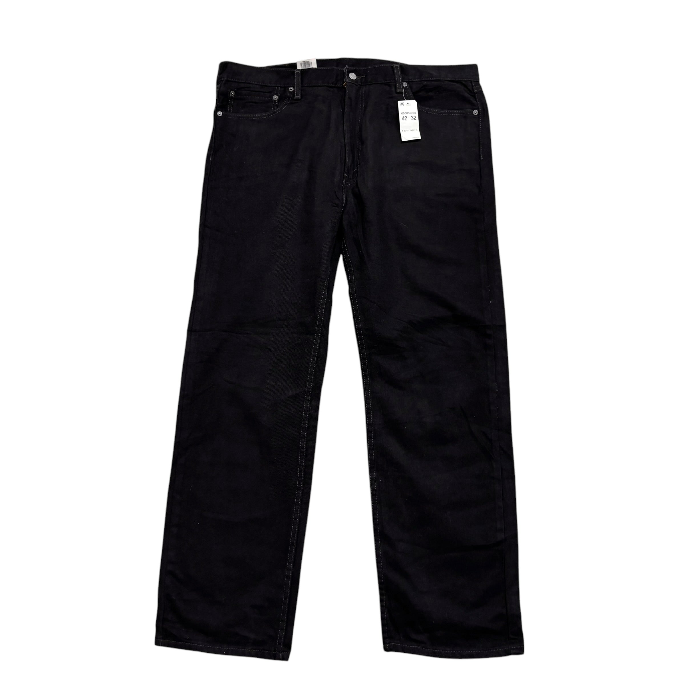Levis 505 Jeans W42 L32 Mens Black Regular Straight Fit Denim (E)