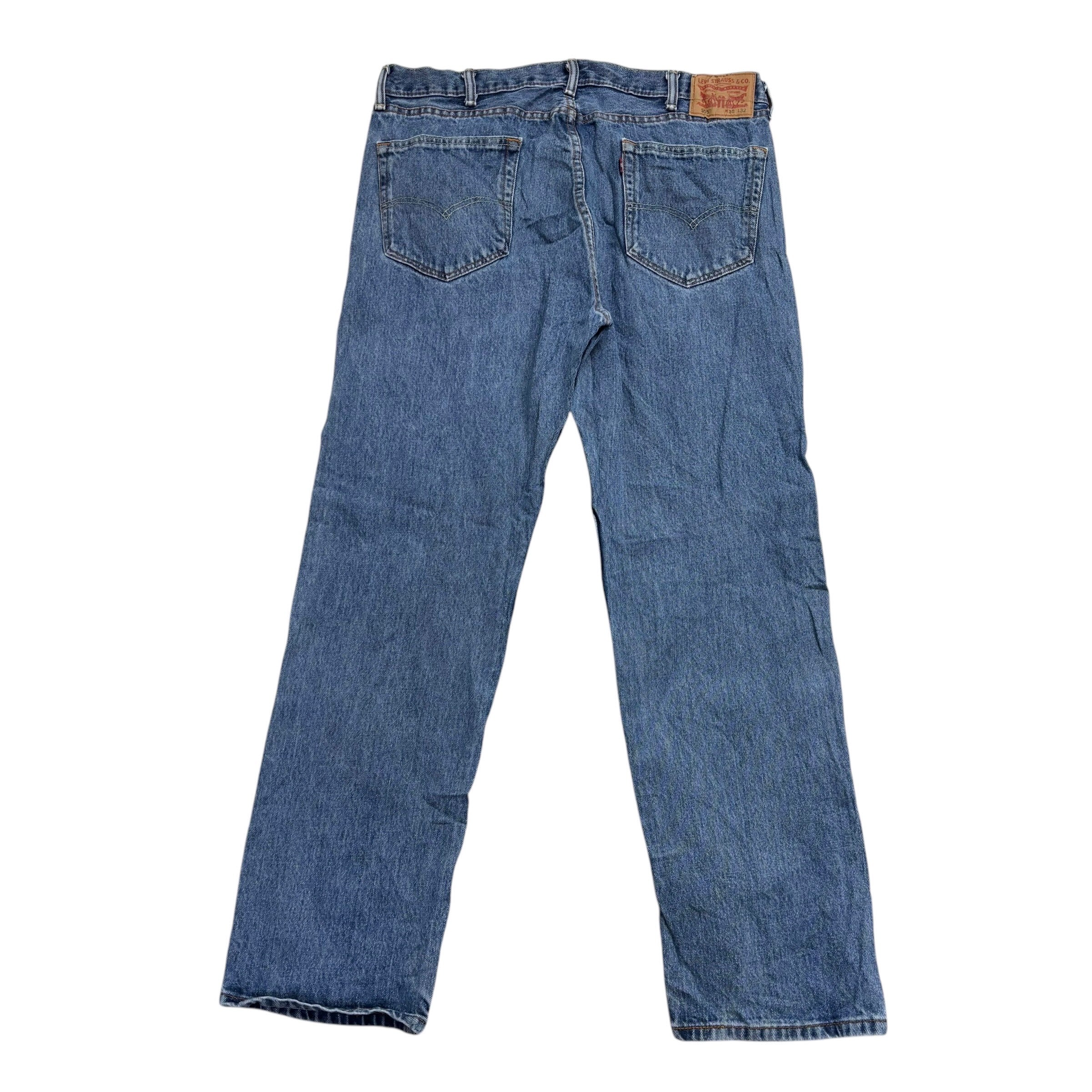 Levis 505 Jeans W38 L32 Mens Mid Blue Regular Straight Fit Denim (E)