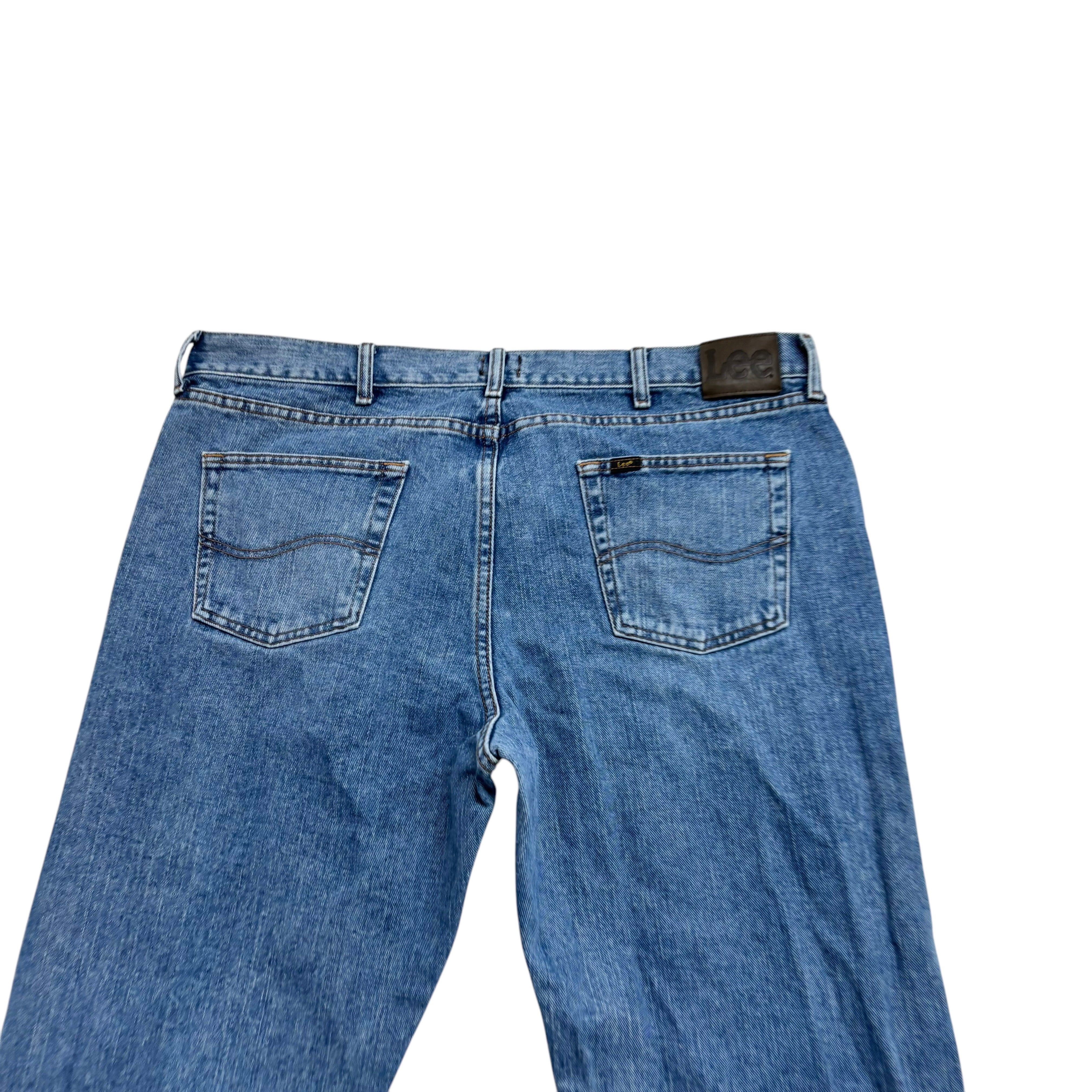 Lee Jeans W42 L30 Mens Mid Blue Regular Straight Fit Denim (E)