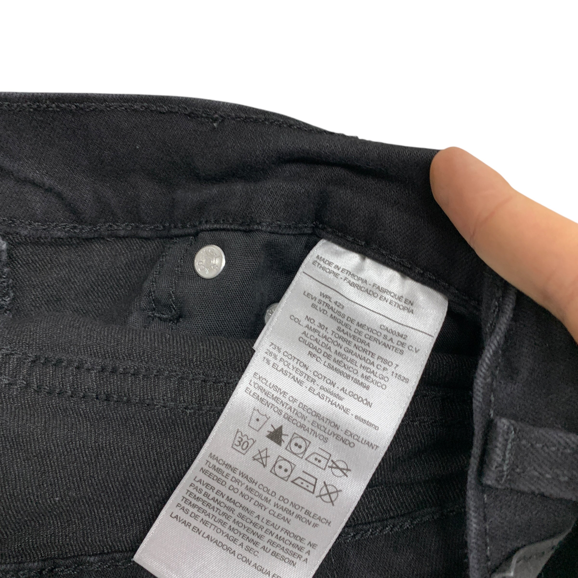 Levis Denizen Jeans W29 L29 Mens Black Slim Fit Stretch Denim (E)