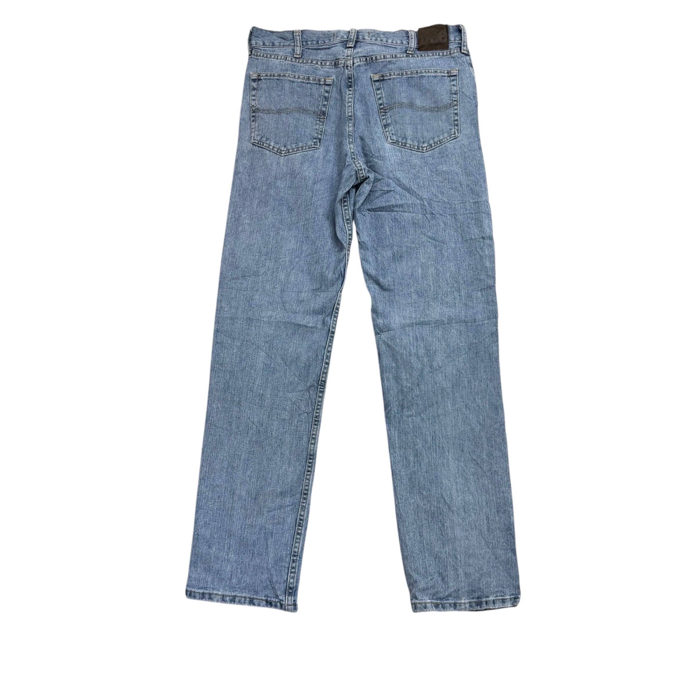 Lee Jeans W34 L34 Mens Light Blue Regular Straight Fit Vintage Denim (E)