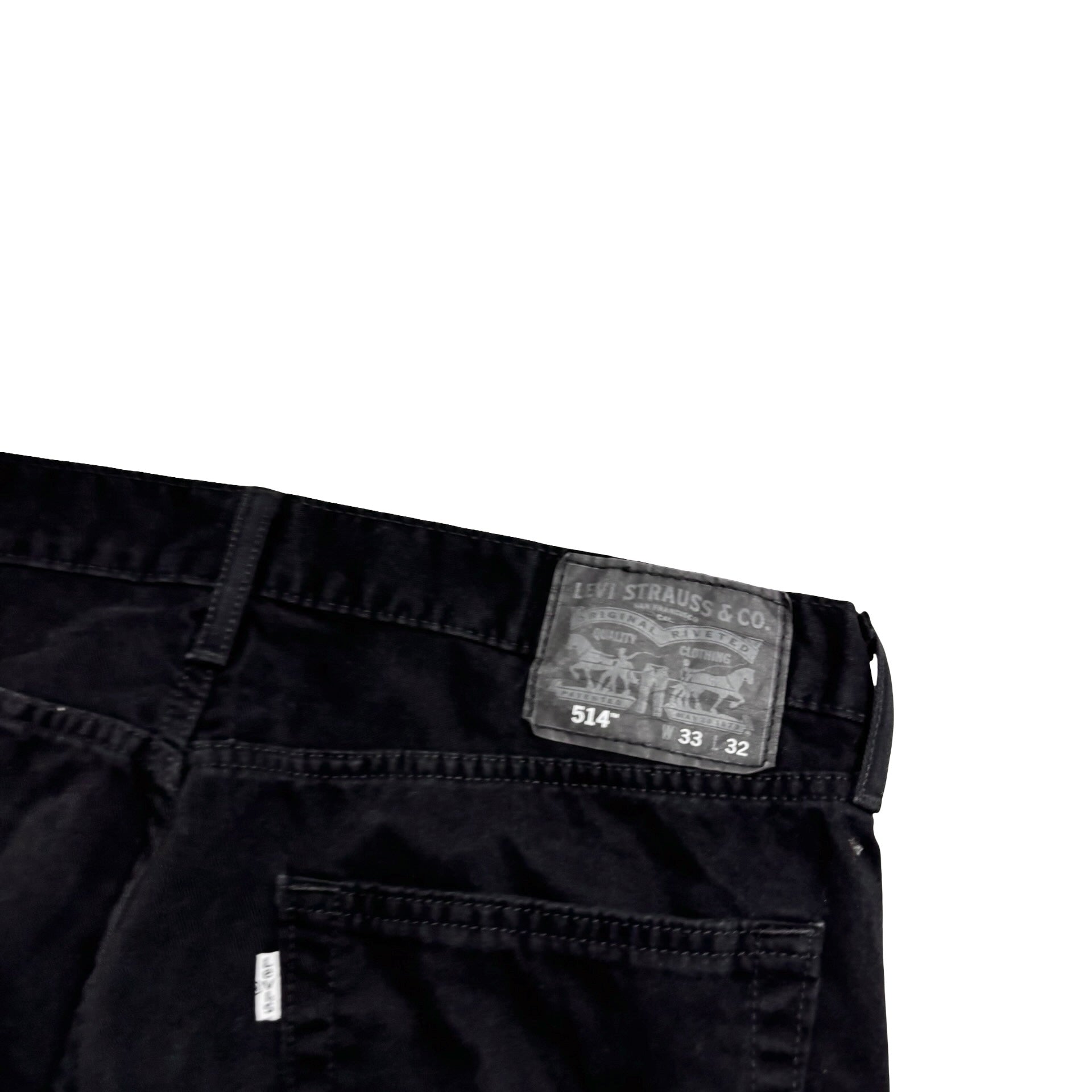 Levis 514 Trousers W33 L32 Mens Black Regular Straight Fit Cotton Pants (E)