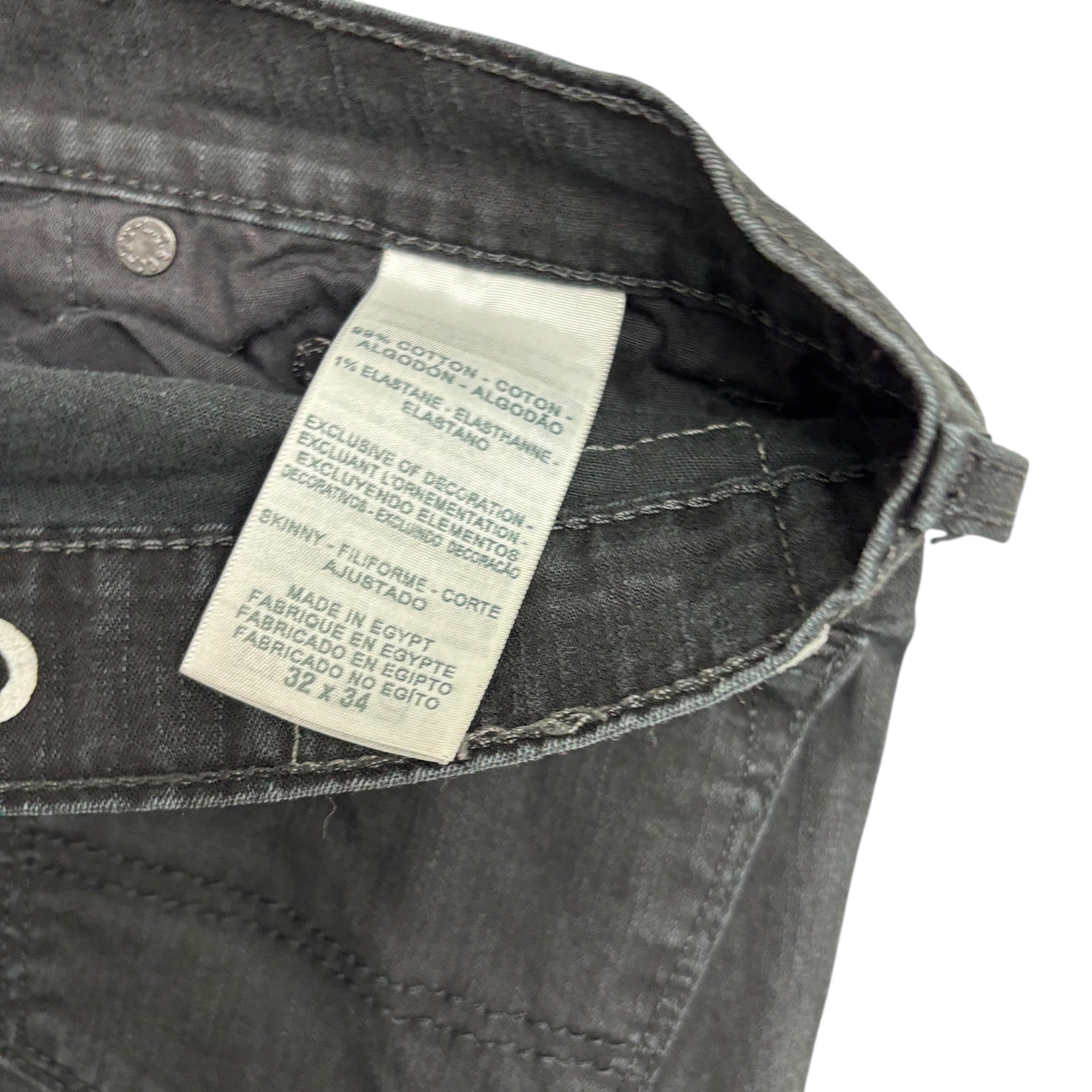 Levis Denizen Jeans W32 L33 Mens Black Skinny Fit Stretch Vintage Denim