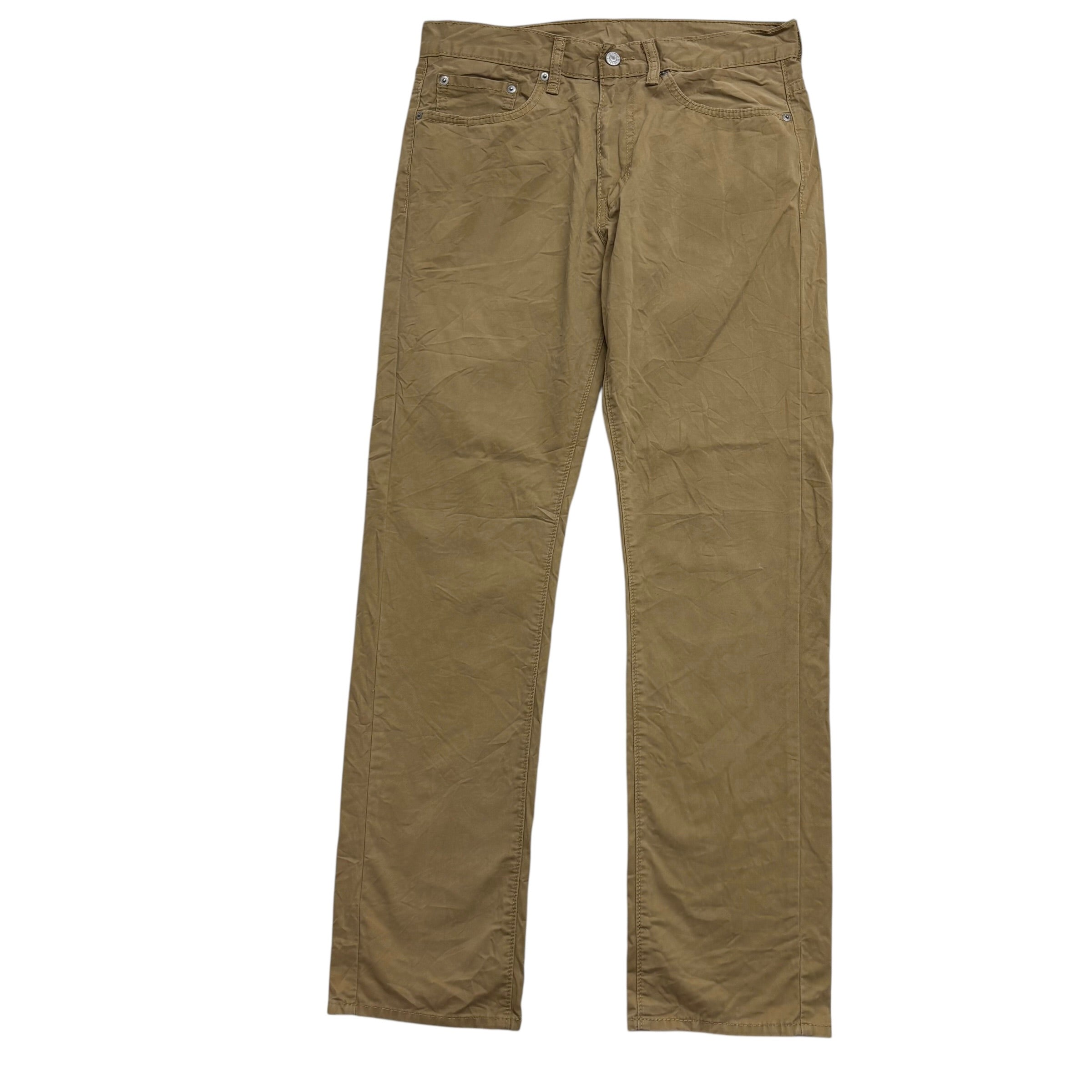 Levis 513 Trousers W32 L32 Mens Beige Tan Slim Straight Fit Pants (E)