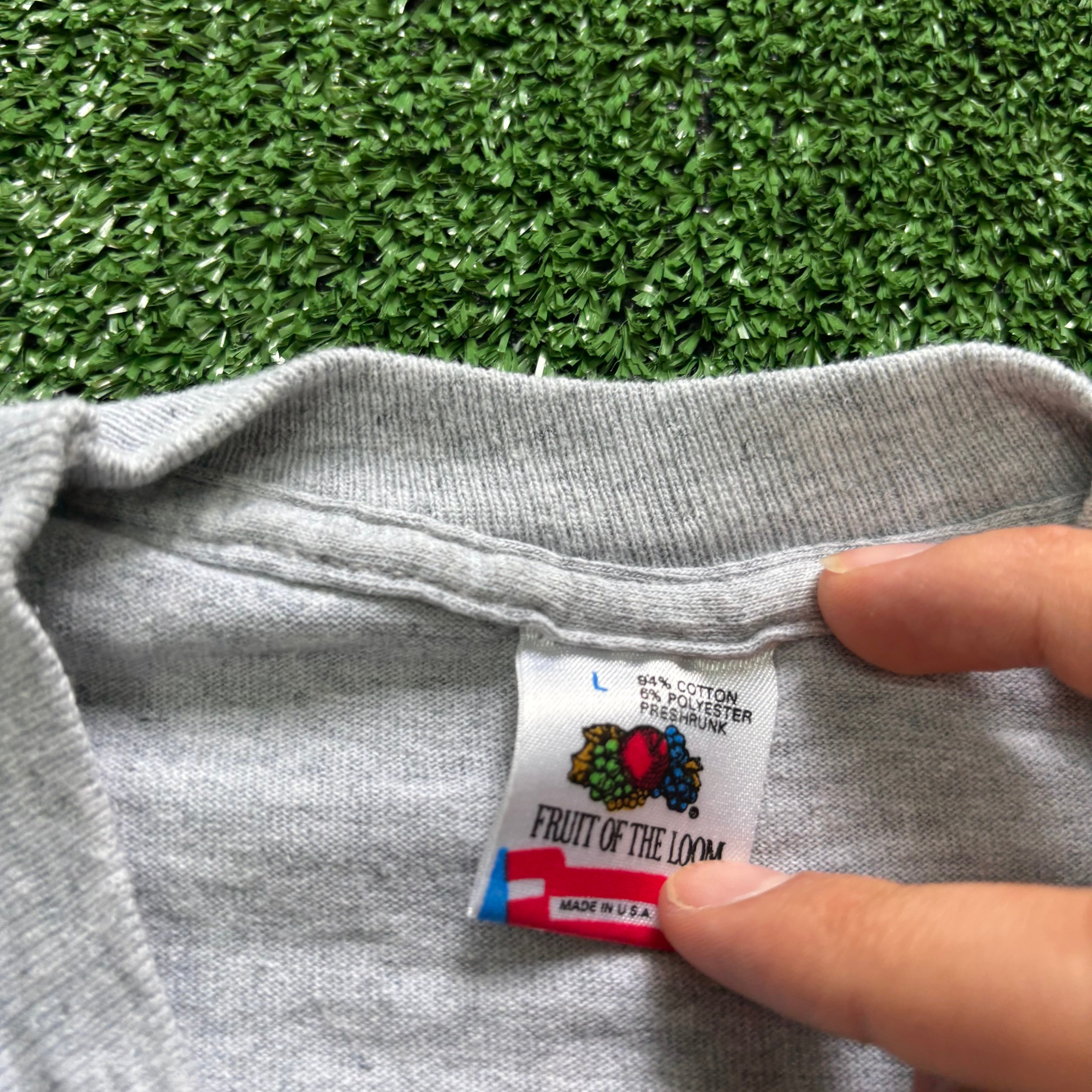 Vintage T Shirt Mens Large Grey Single Stitch Graphic Print 90s Desert Storm USA