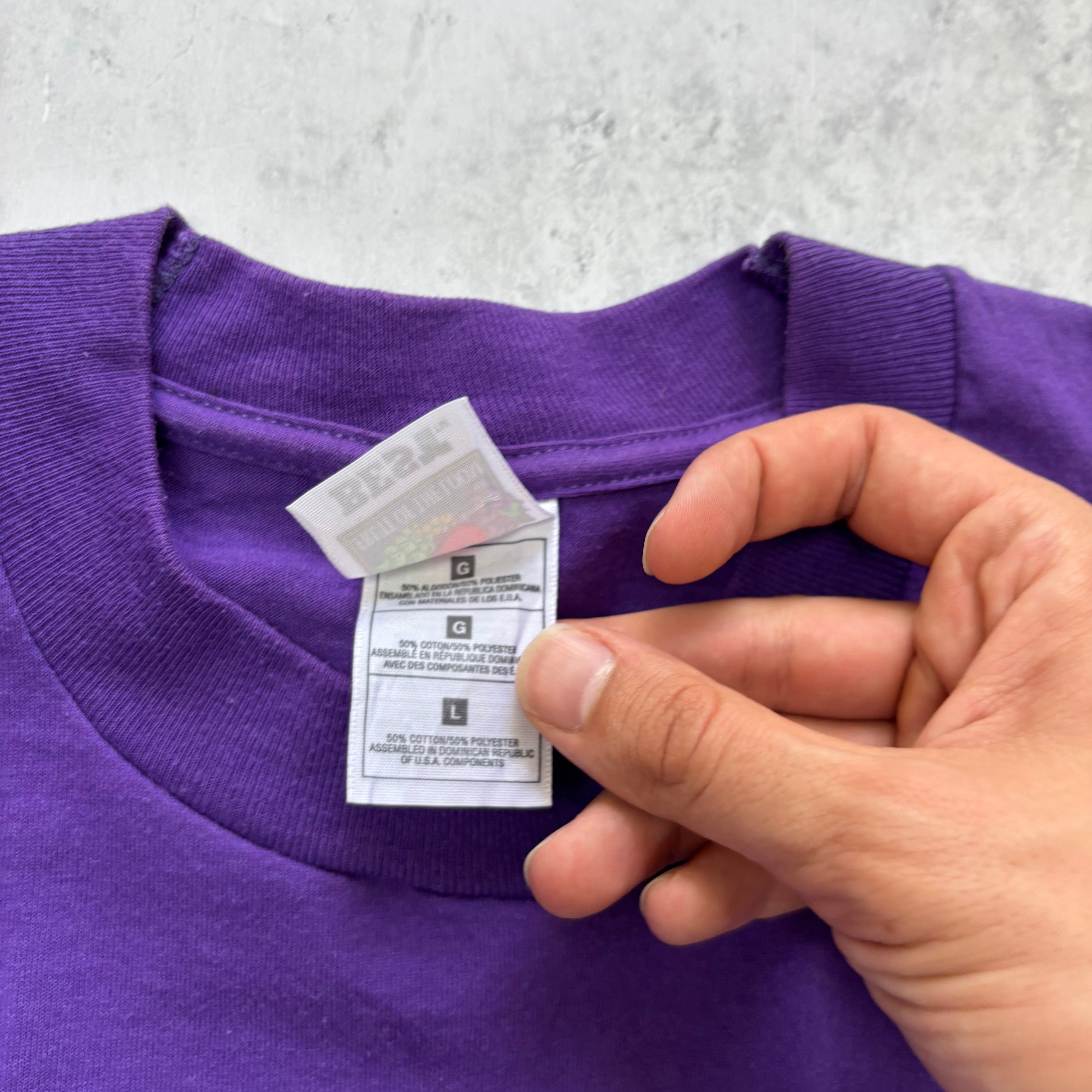 Vintage T Shirt Mens Large Purple Graphic Print 90s USA Band Music (E)