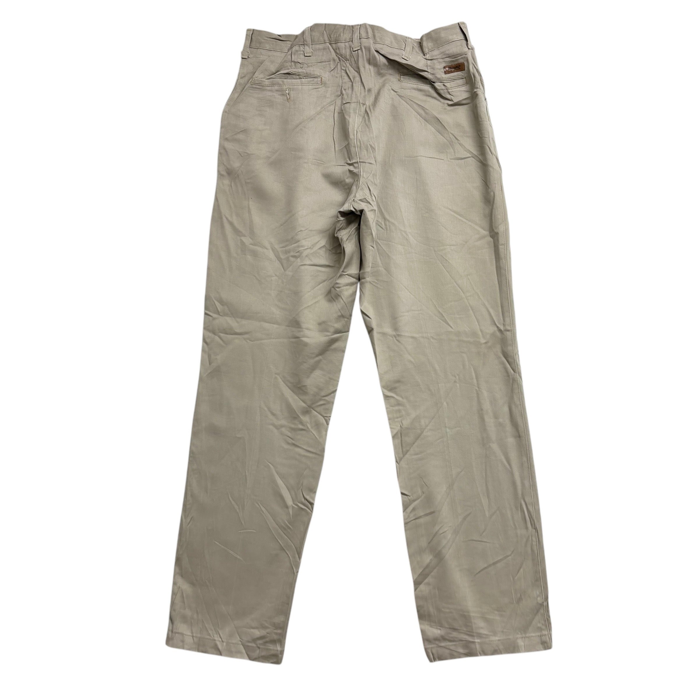 Wrangler Pleated Trousers W35 L32 Mens Beige Regular Straight Fit Pants (E)
